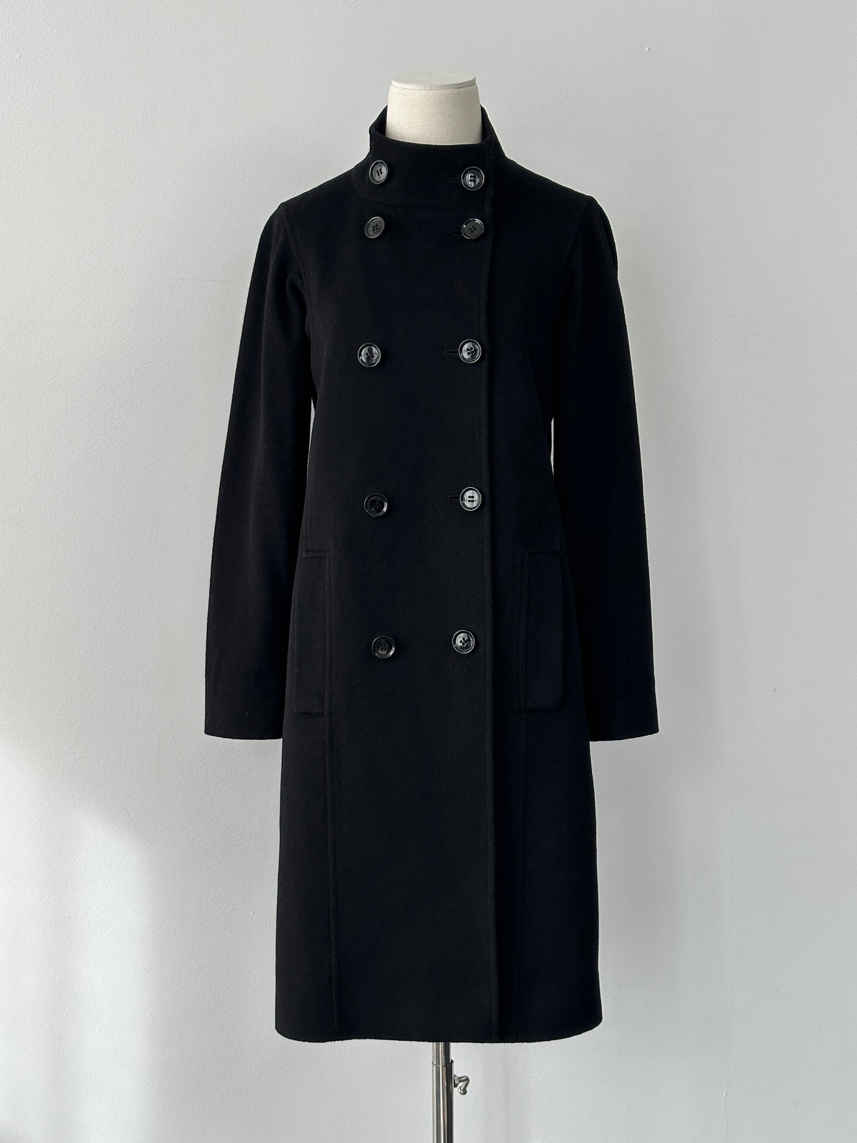 Jaeger 2000s Wool High Neck Double Breasted Coat - S