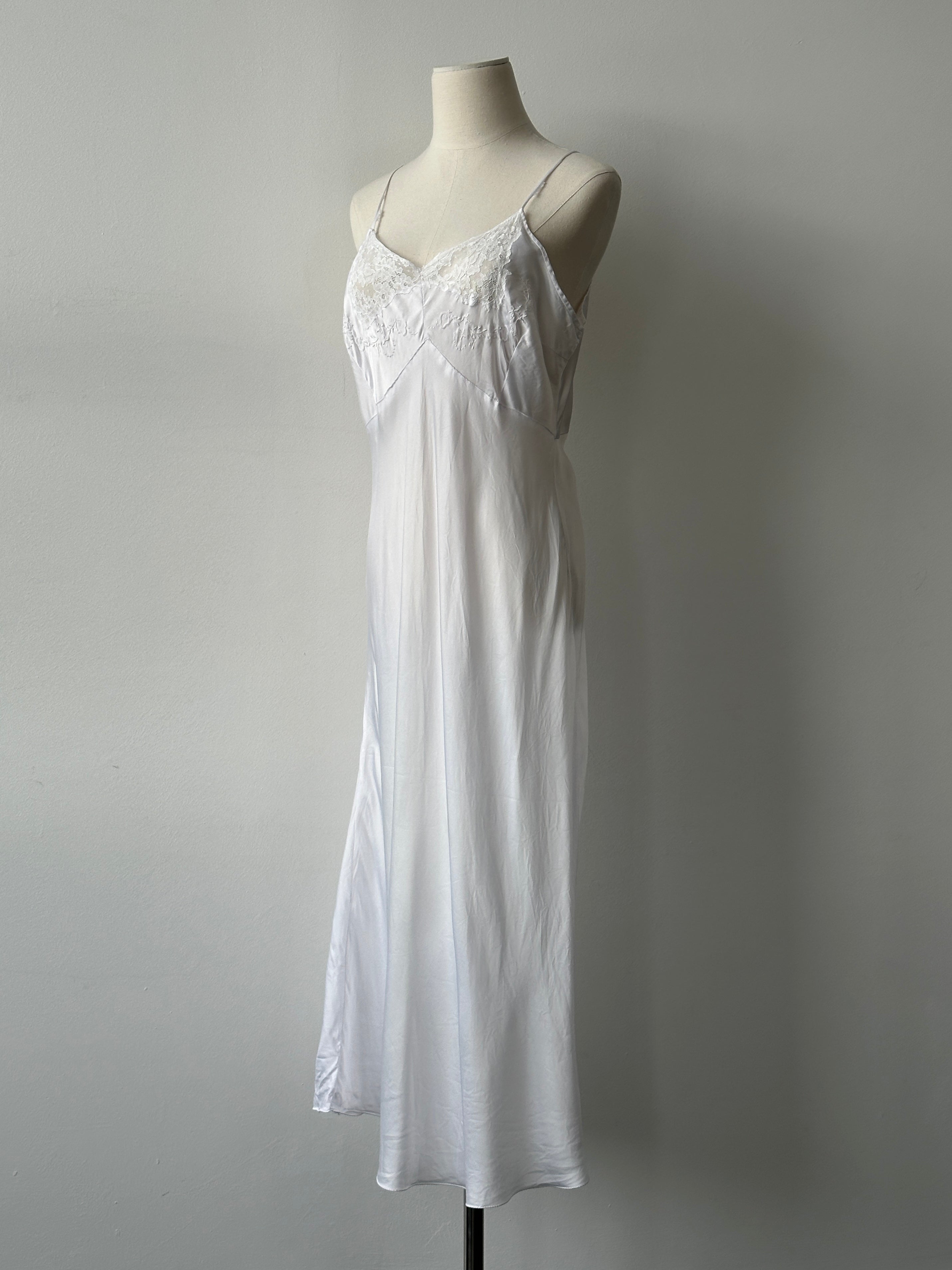 Vintage 2000s Satin Lace Sleeveless Floor Length Dress - M