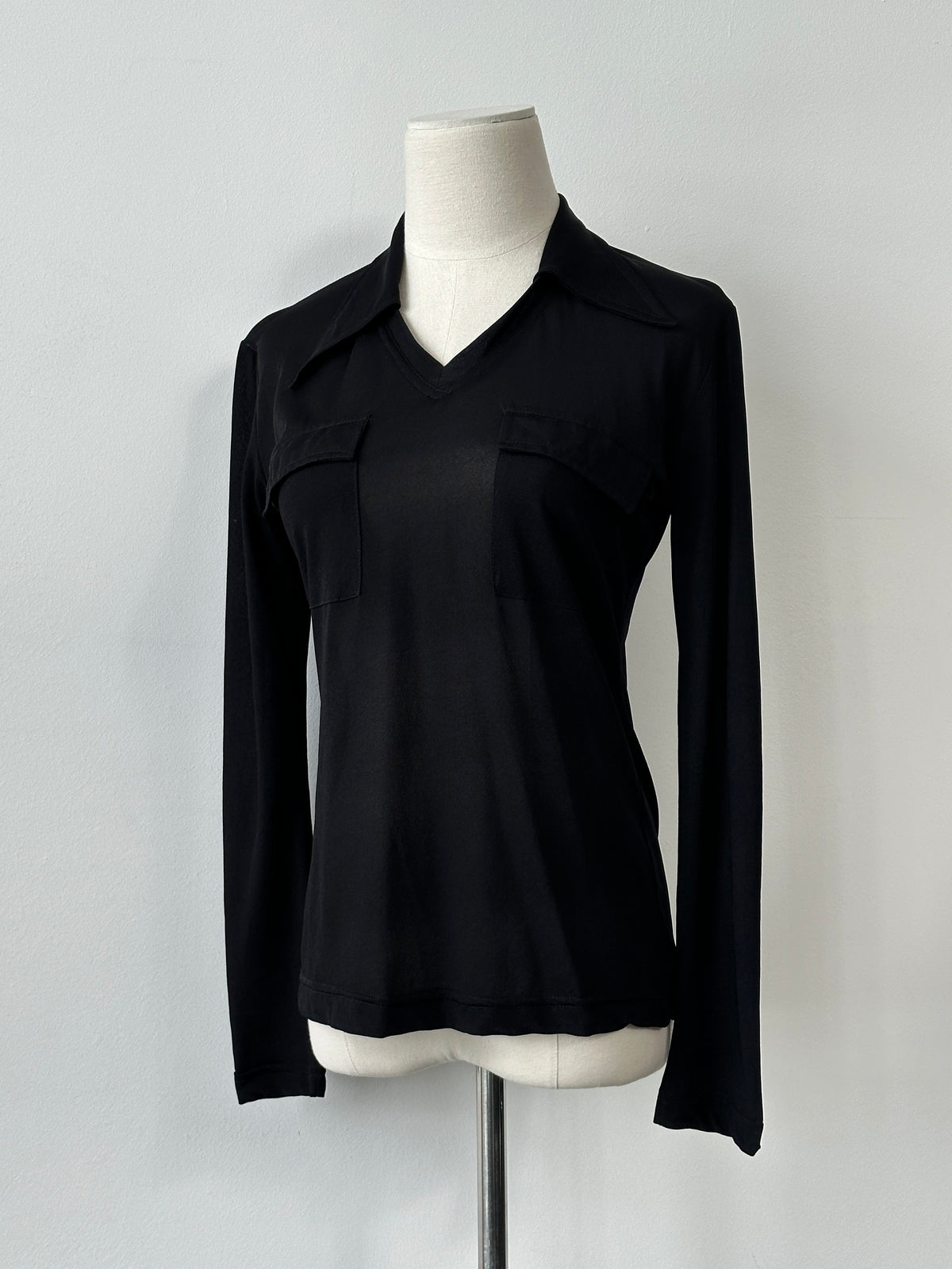 Vintage 2000s Semi Sheer Daggar Collar Top - S