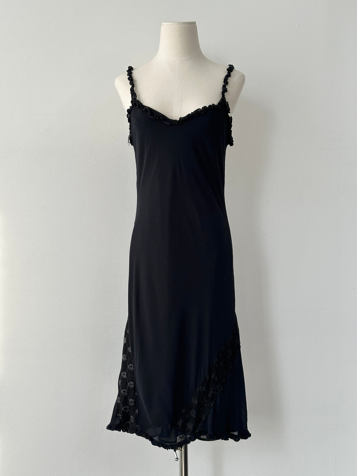 USA Vintage 1990s Lace Panel Sleeveless Midi Slip Dress - M