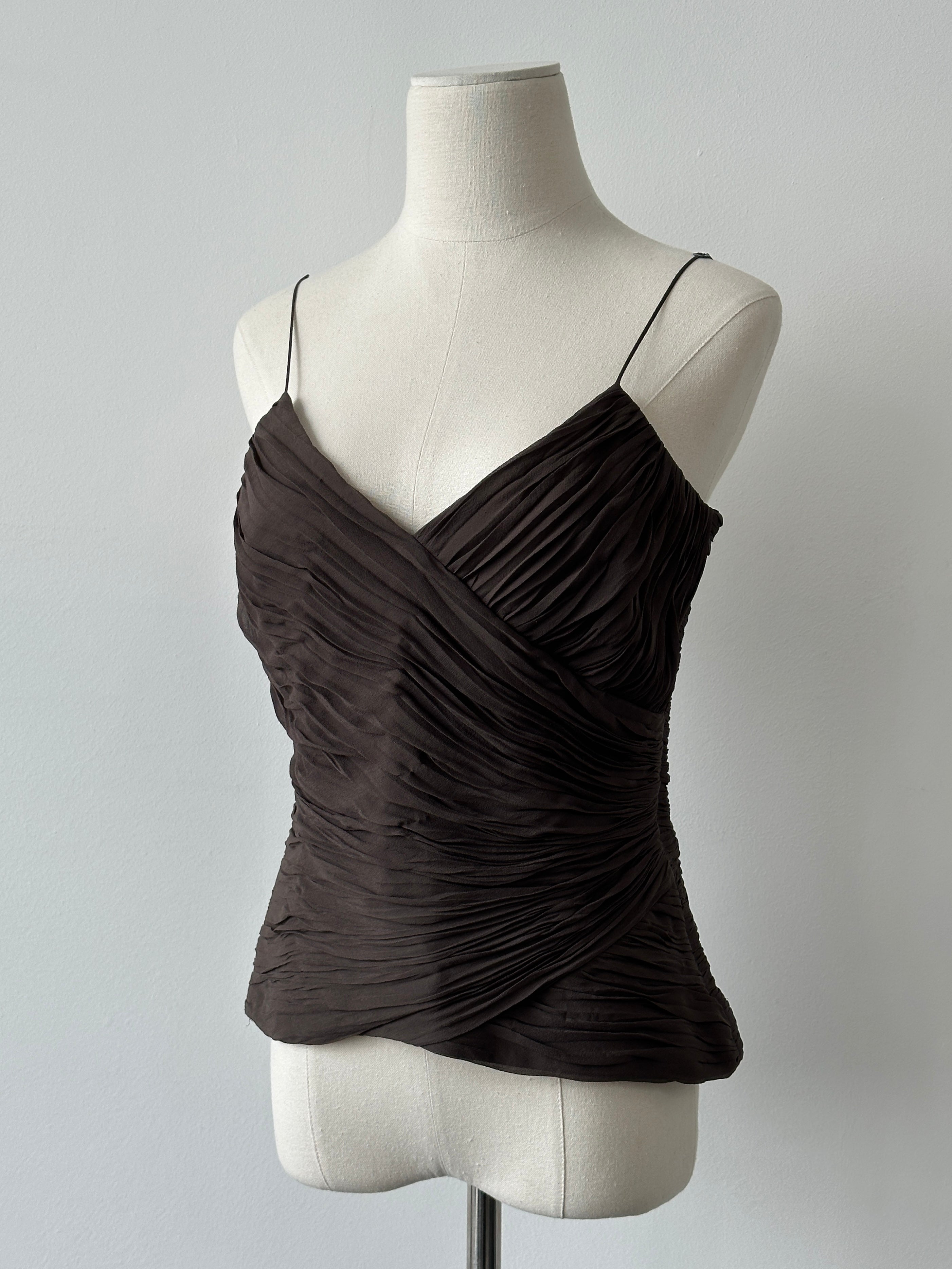 Vintage 2000s Pure Silk Ruched Top - M