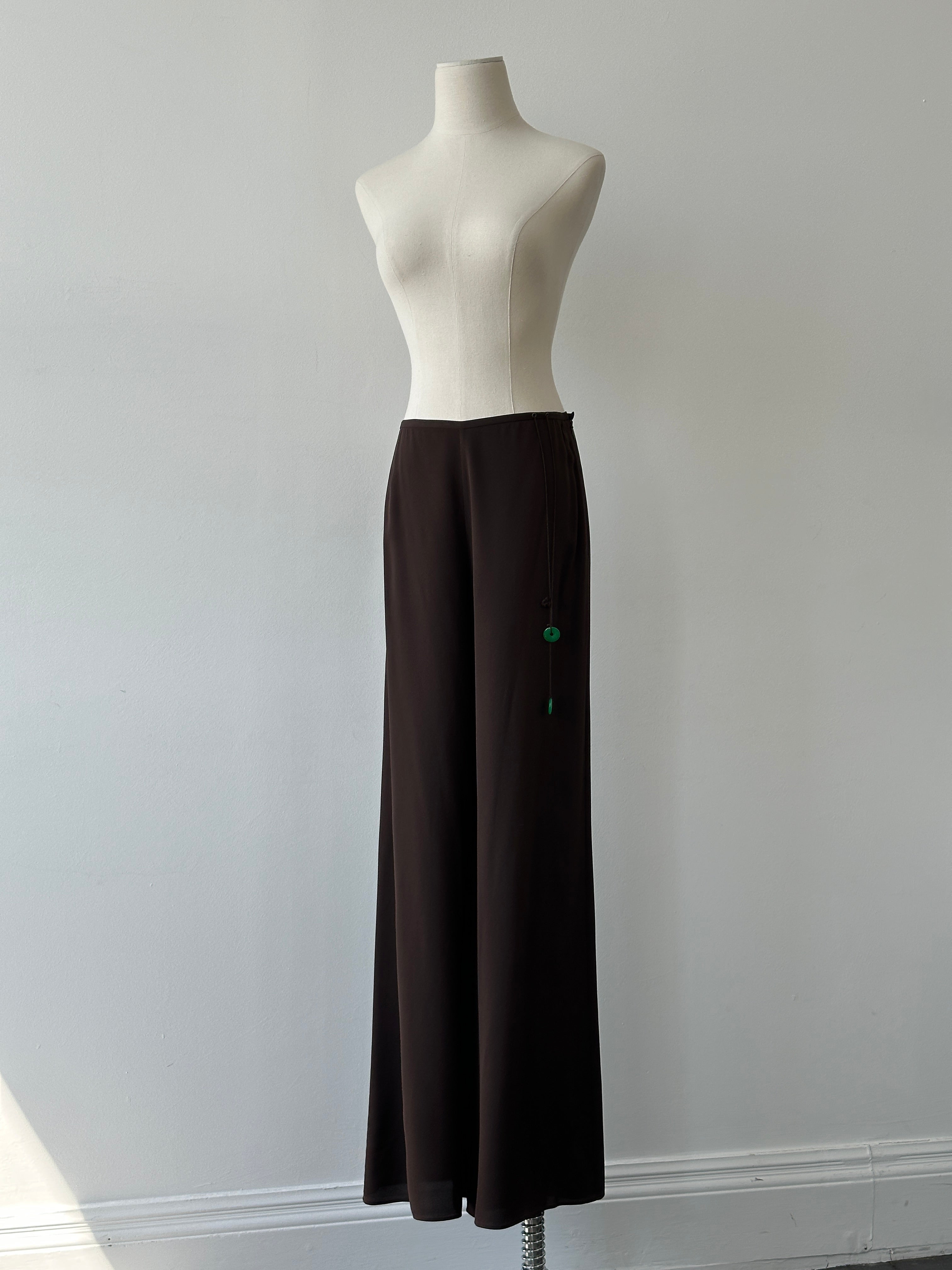 Vintage 2000s Pure Silk Wide Leg Trousers - W28