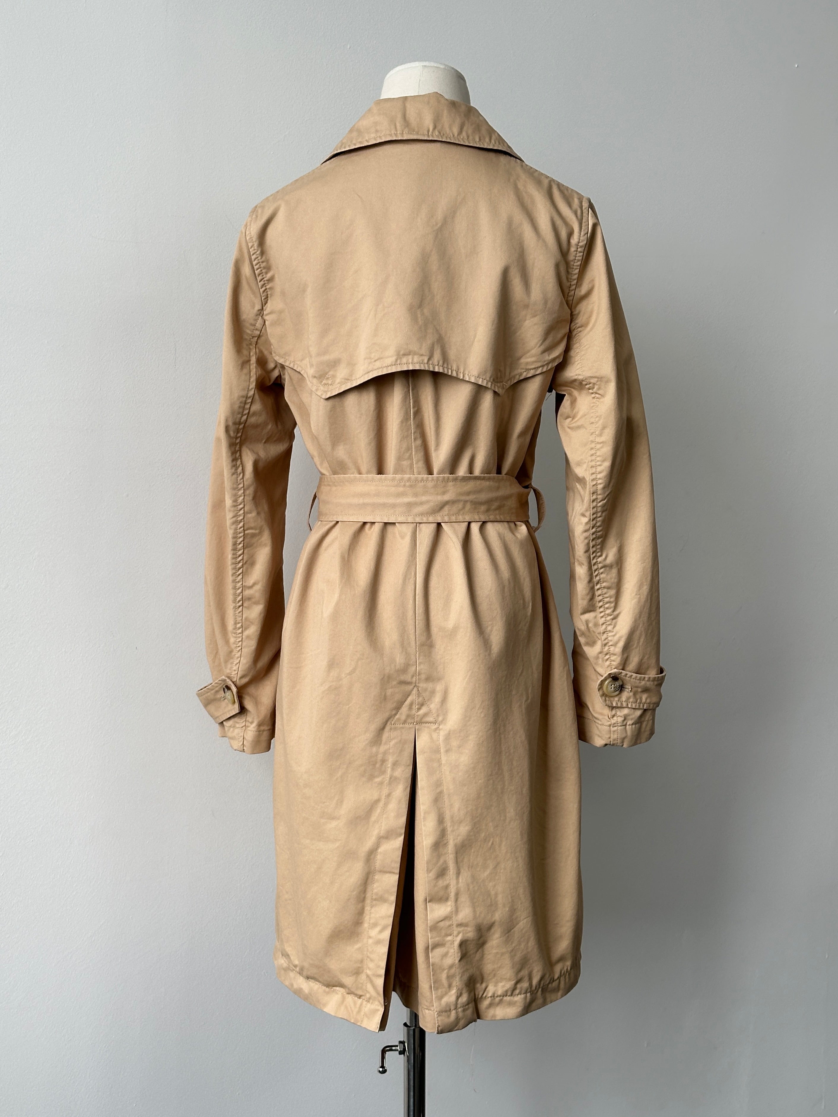Chaps 2000s Pure Cotton Double Breasted Belted Trench Coat - S