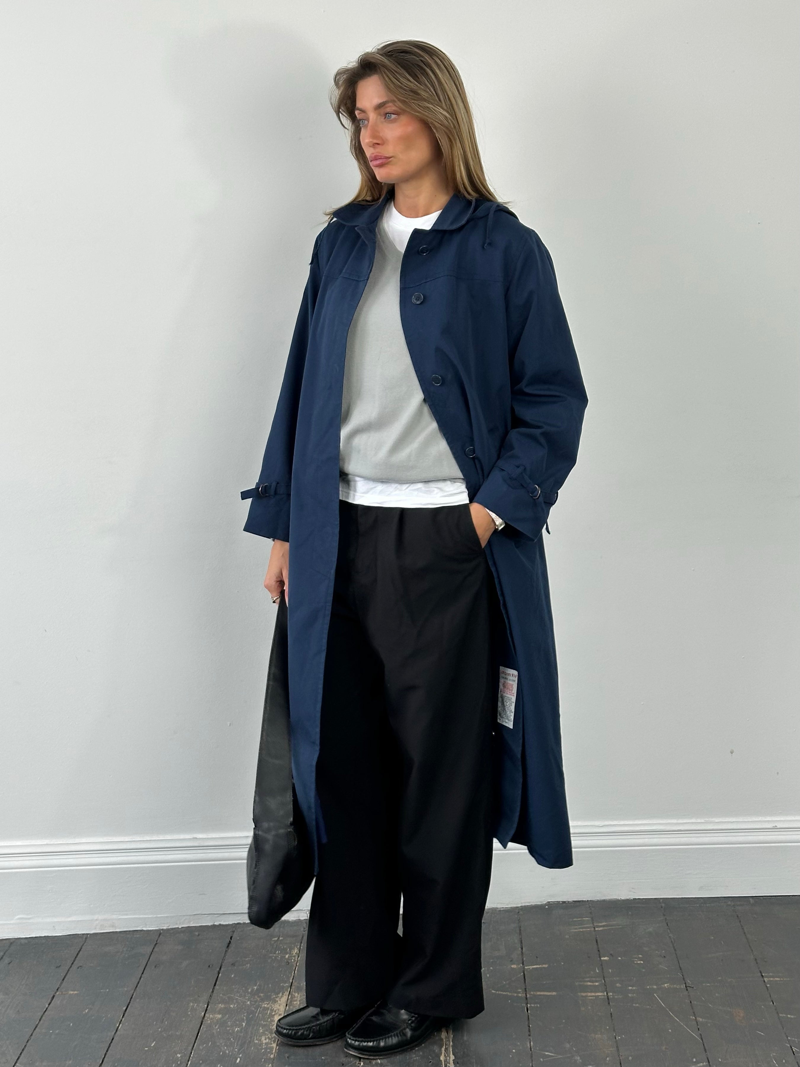 London Fog 1990s Concealed Placket Hooded Trench Trench - S