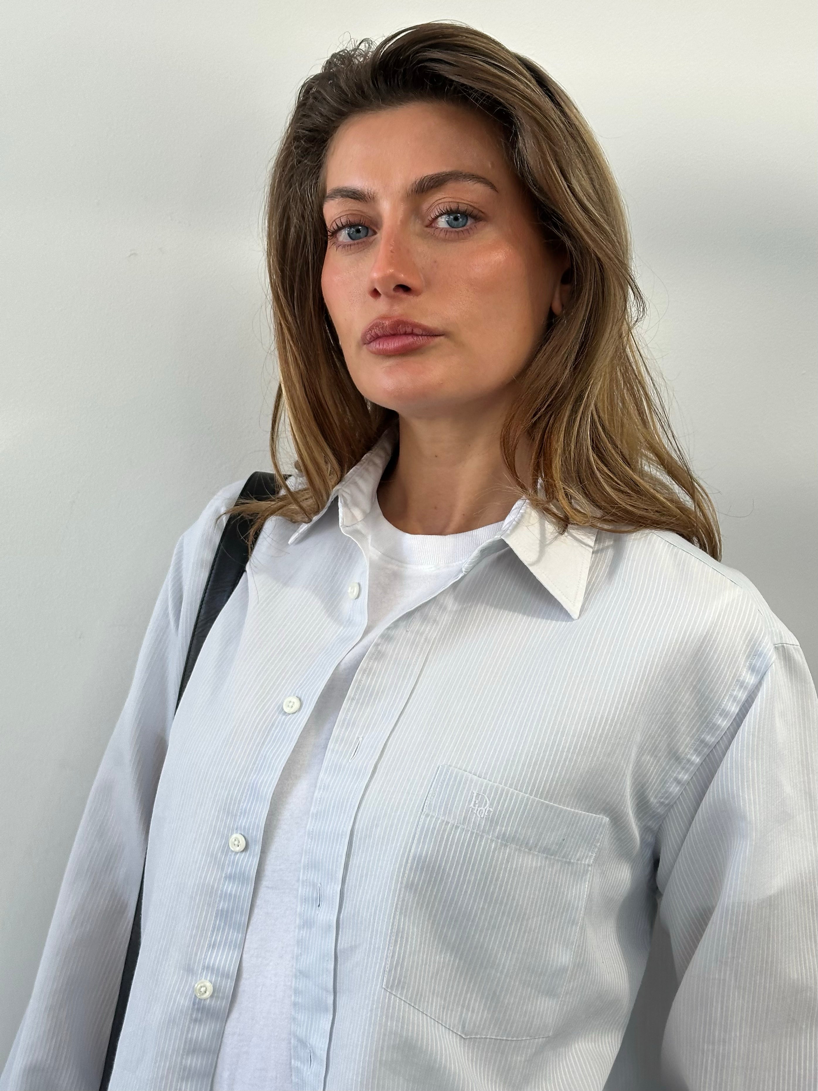 Christian Dior Chemises 1990s Striped Contrast Collar Shirt - L