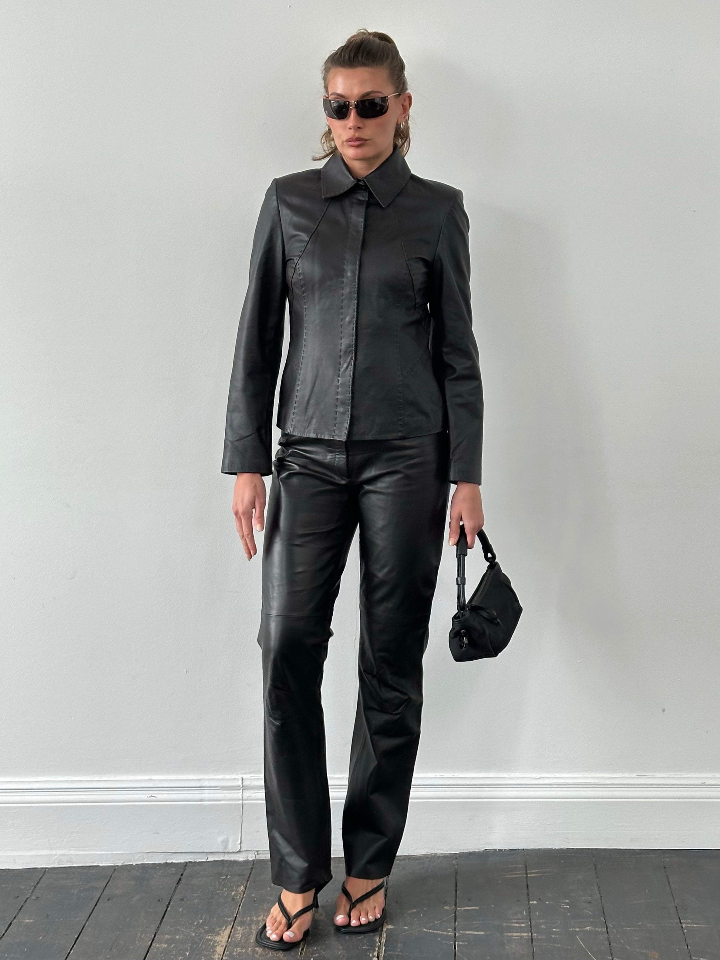 Vintage 1990s Leather Two Piece - S/W28