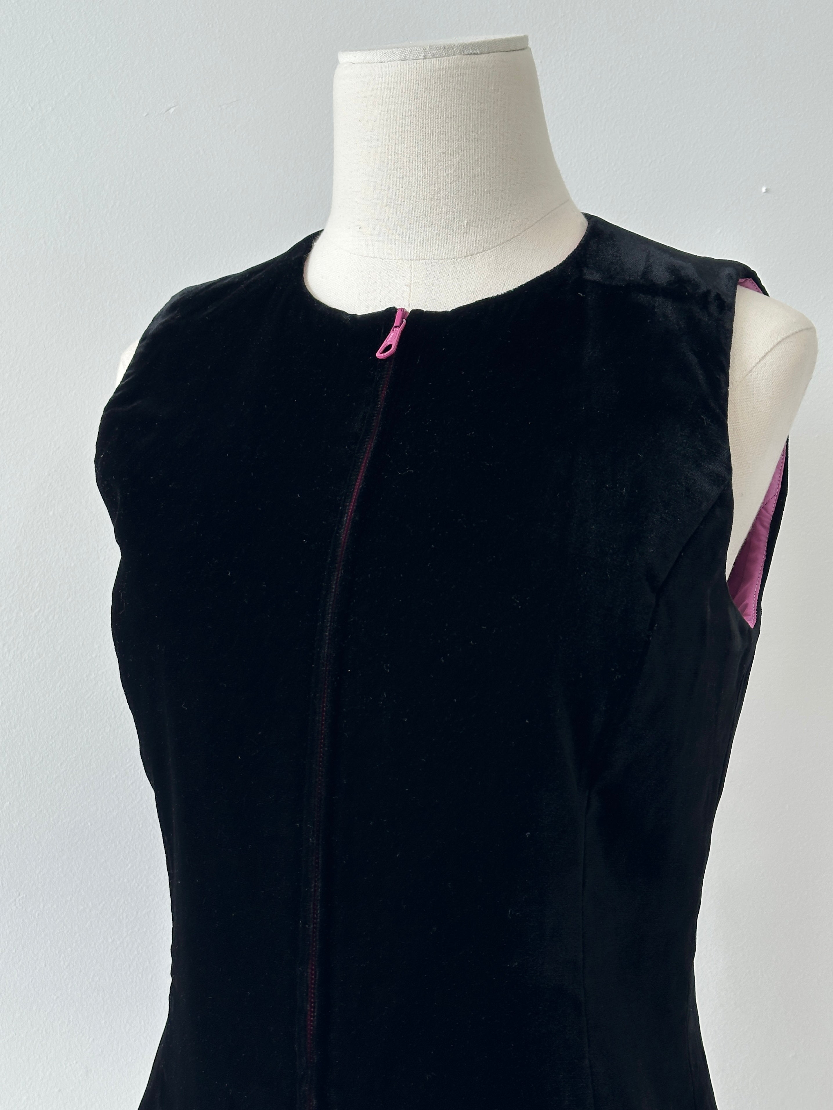 Mani 1990s Velvet Double Zip Waistcoat - S