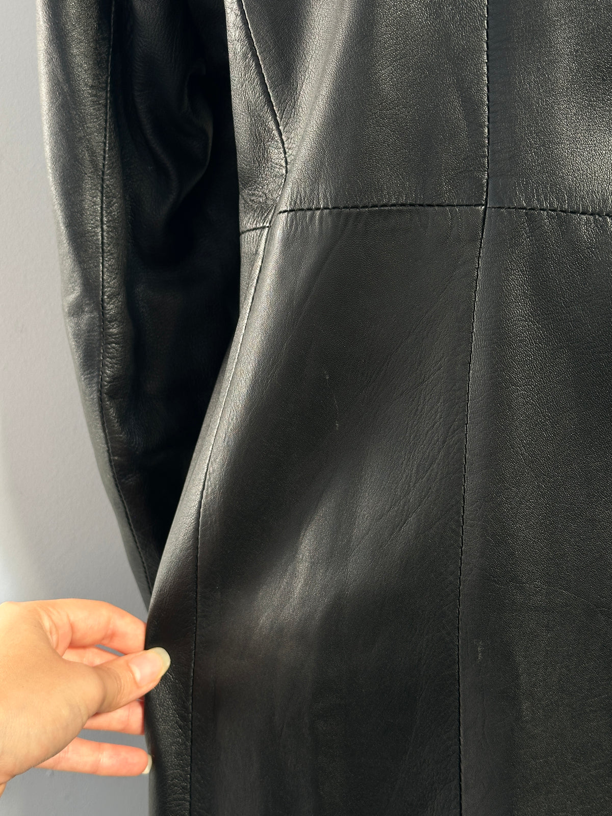Vintage 1990s Floor Length Leather Trench Coat - S