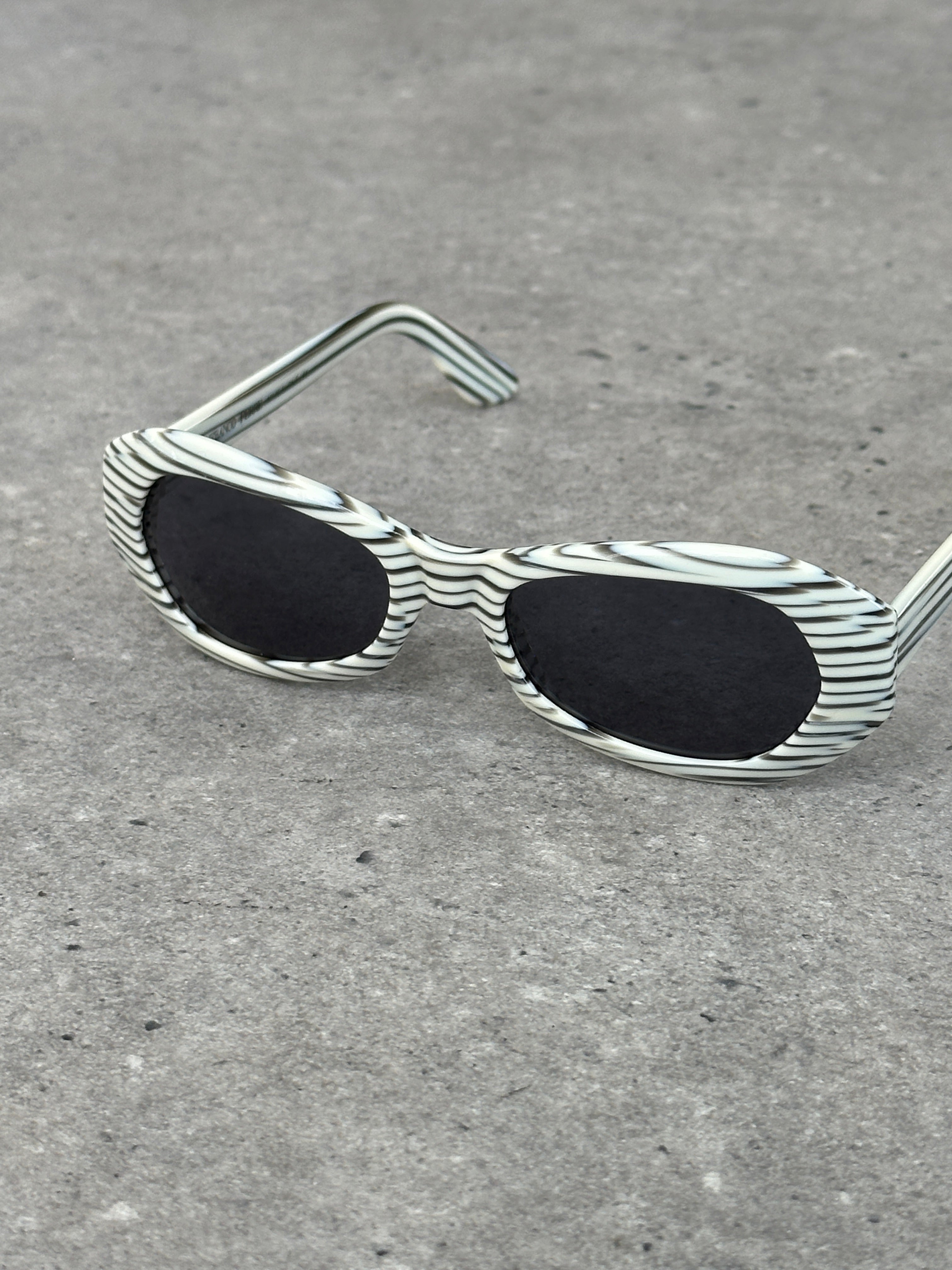 Gianfranco Ferre 1990s Oval Stripe Sunglasses