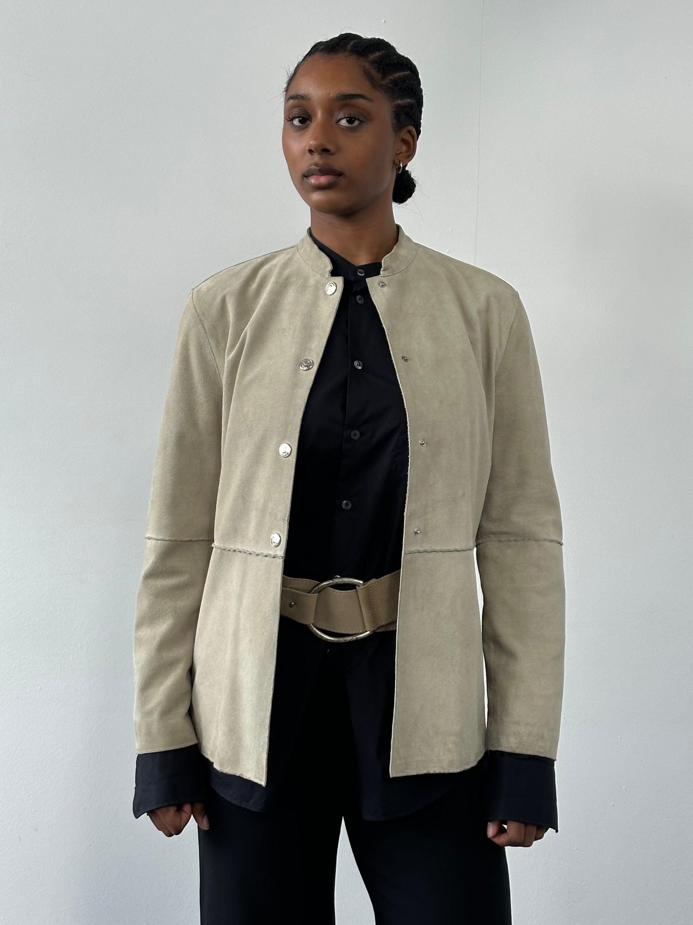 Armani Jeans 1990s Suede Fitted Jacket - S