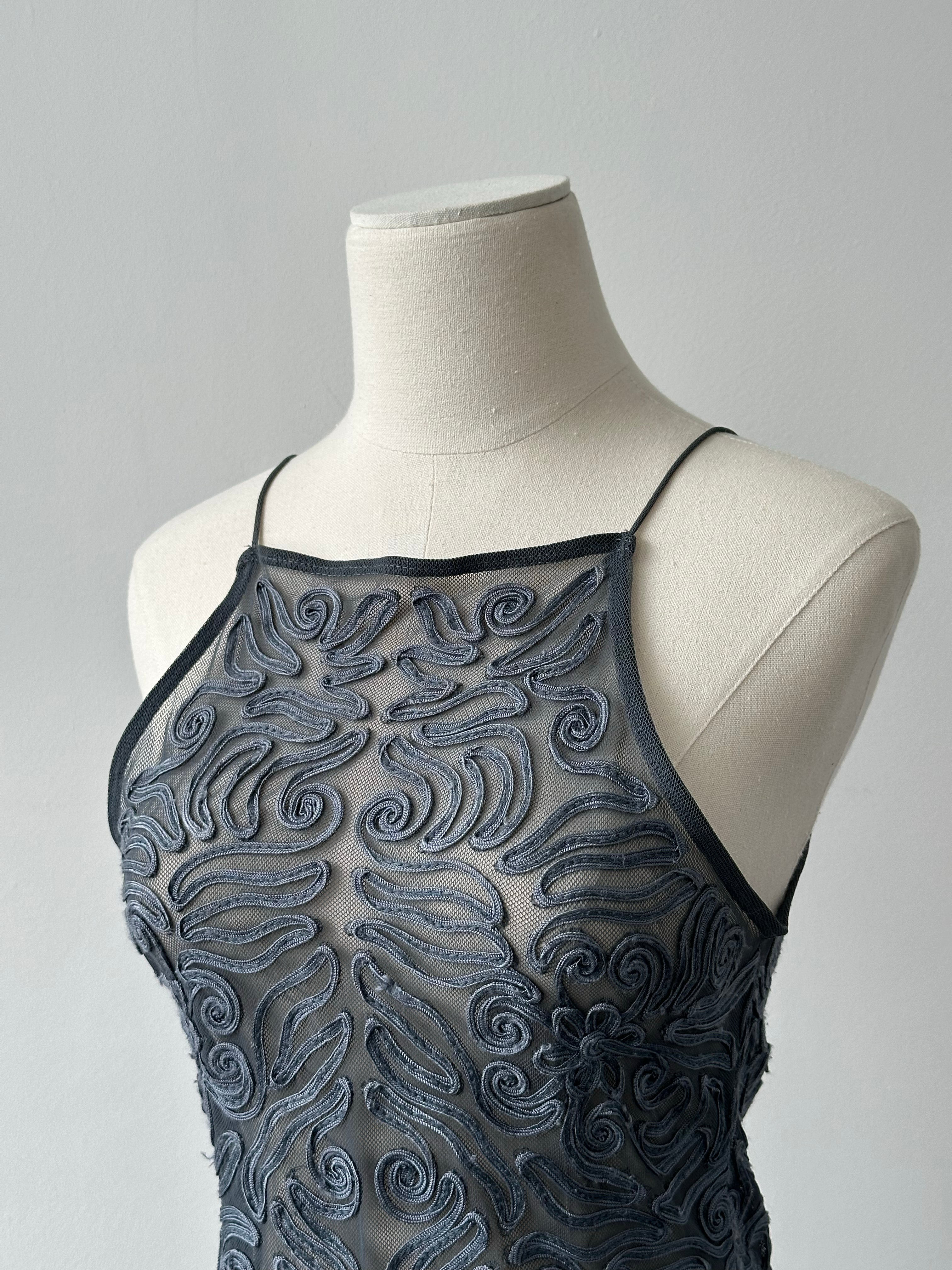 Armani Jeans 1990s Sheer Applique Vest Top - S