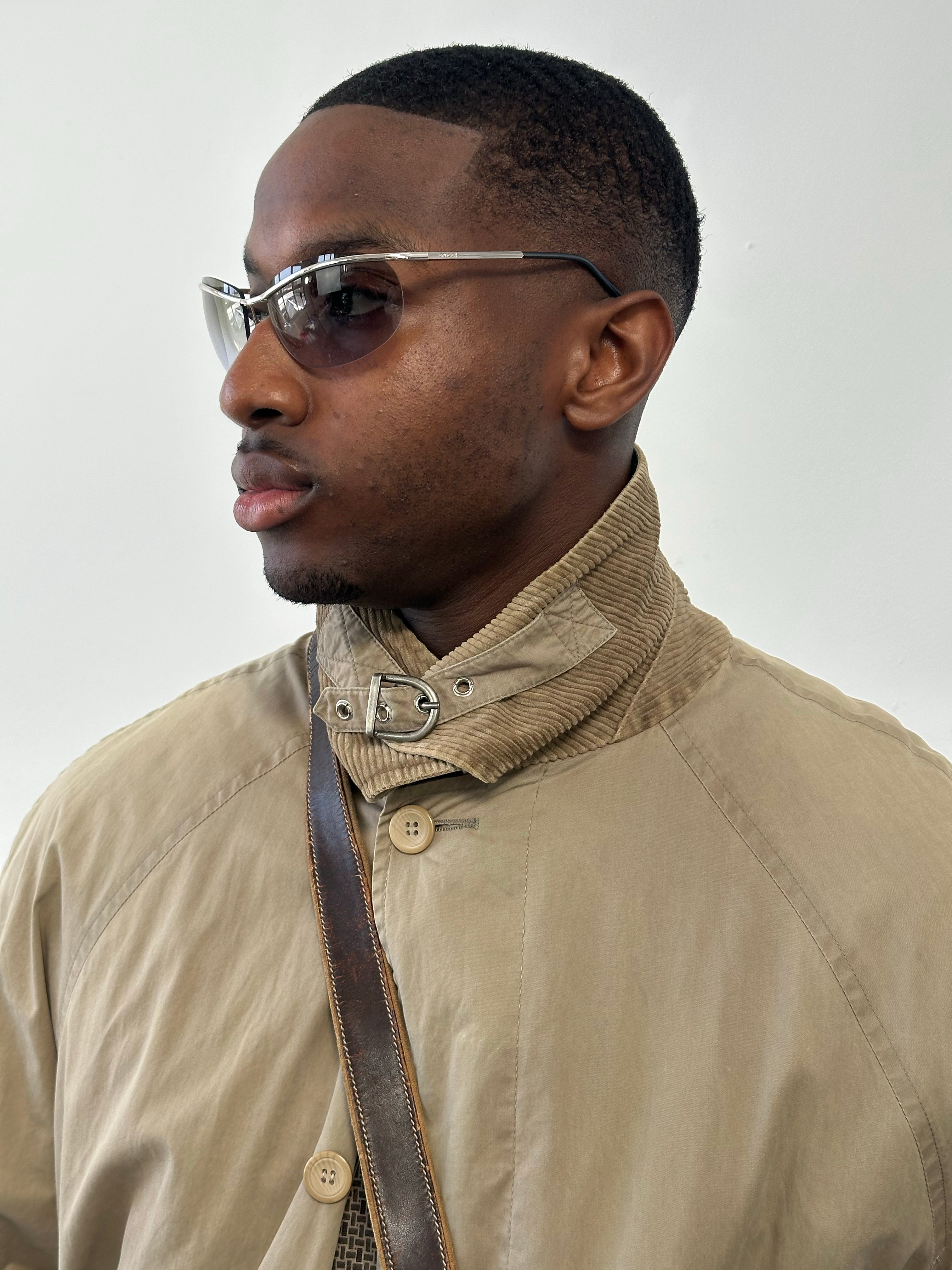 Givenchy 1990s Cotton High Neck Trench Coat - L