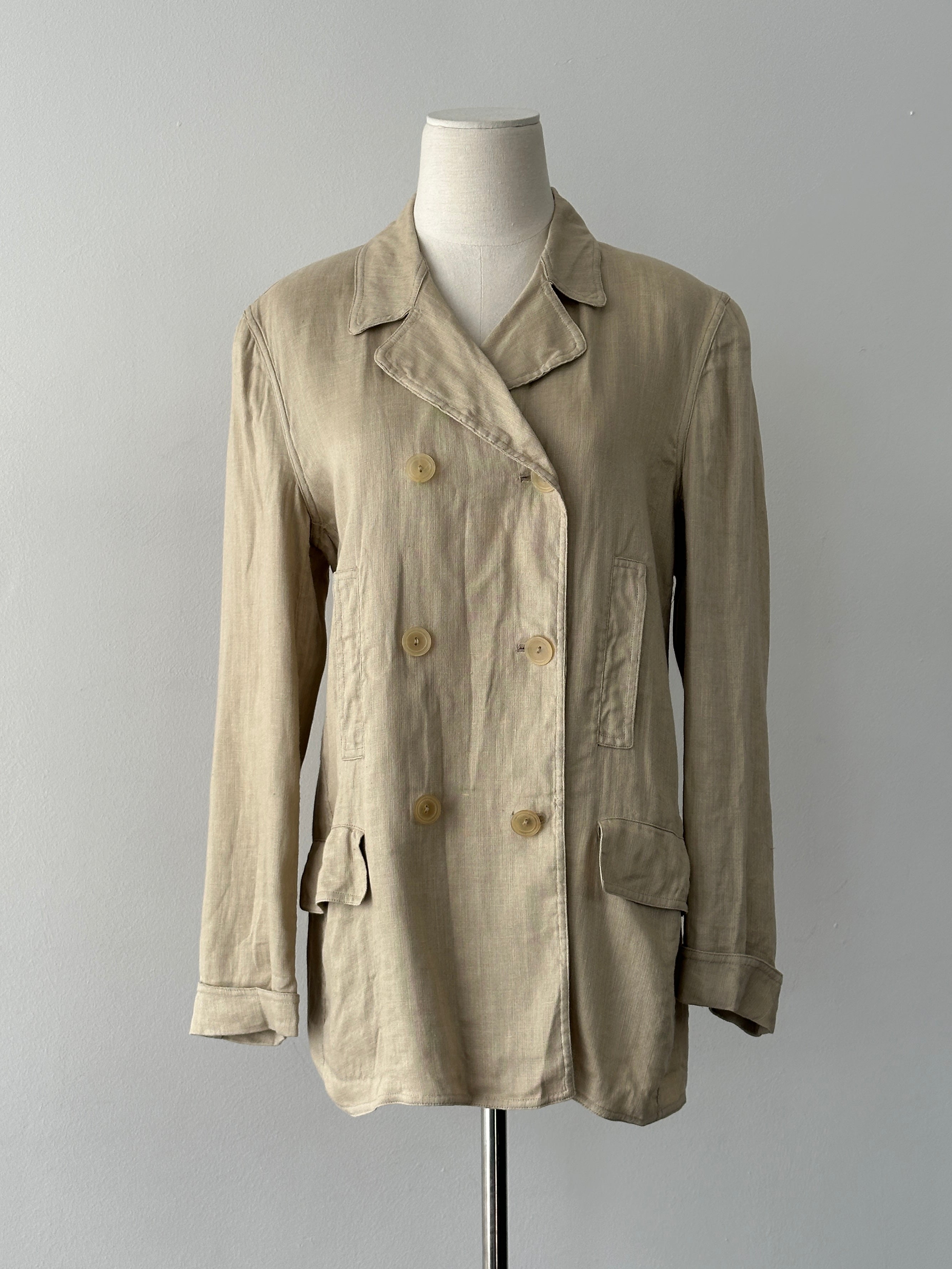 90s Armani Collezioni　Pure Linen Jacket Giorgio Armani 1990s Linen Double Breasted Jacket - M | SYLK