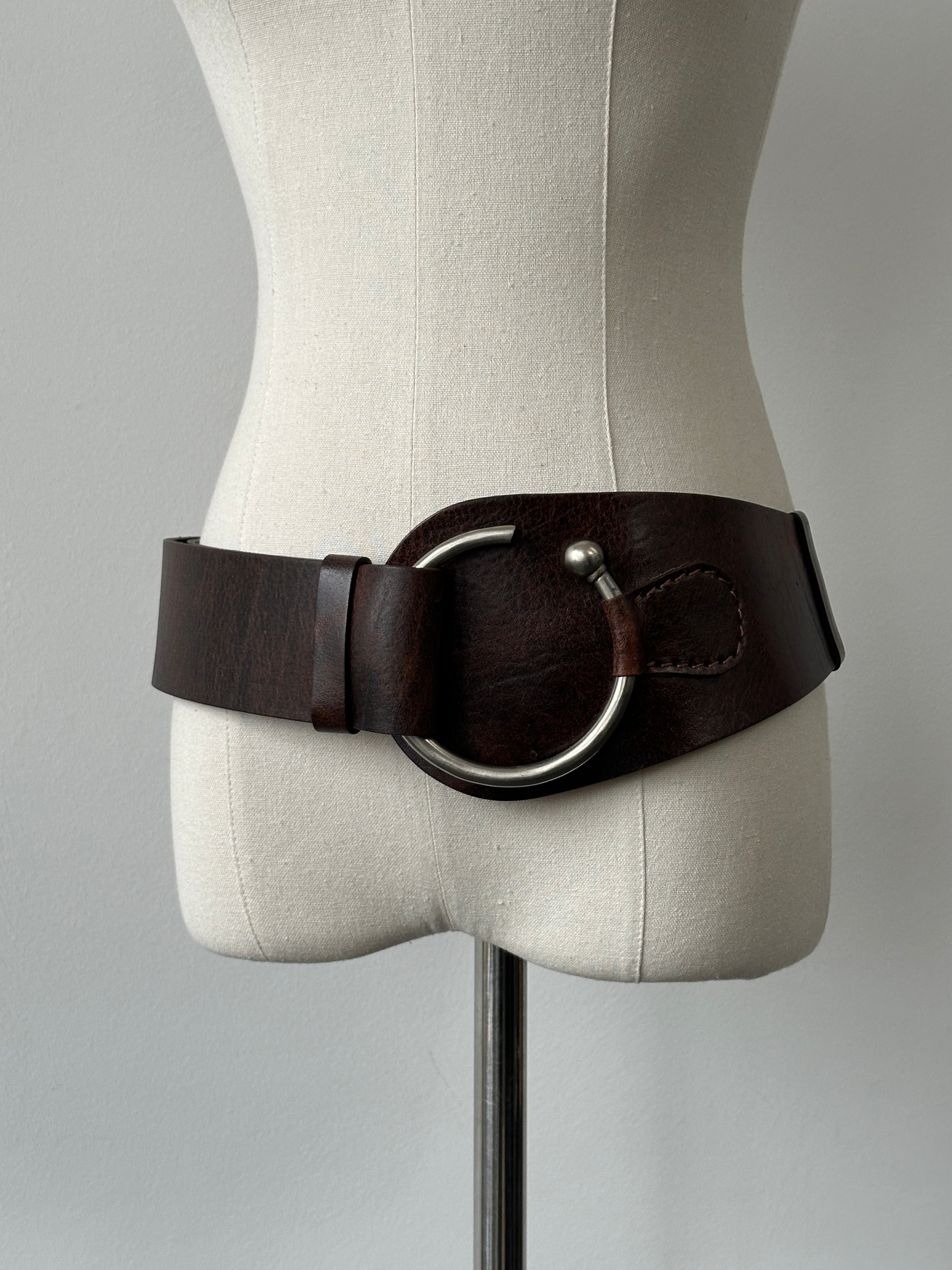 Vintage 2000s Leather Chunky Belt - One size