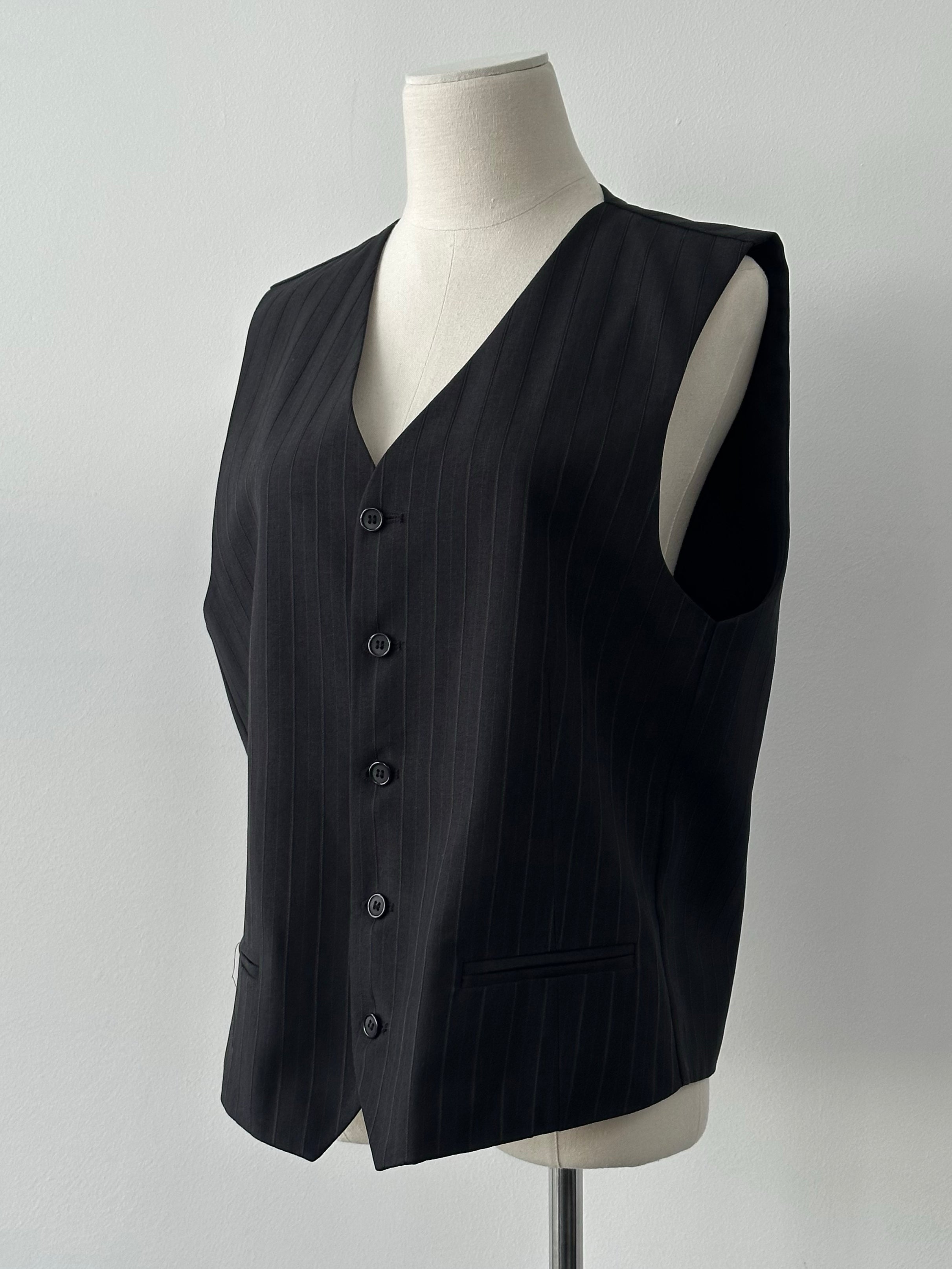 Vintage 1990s Striped Tailored Waistcoat - M