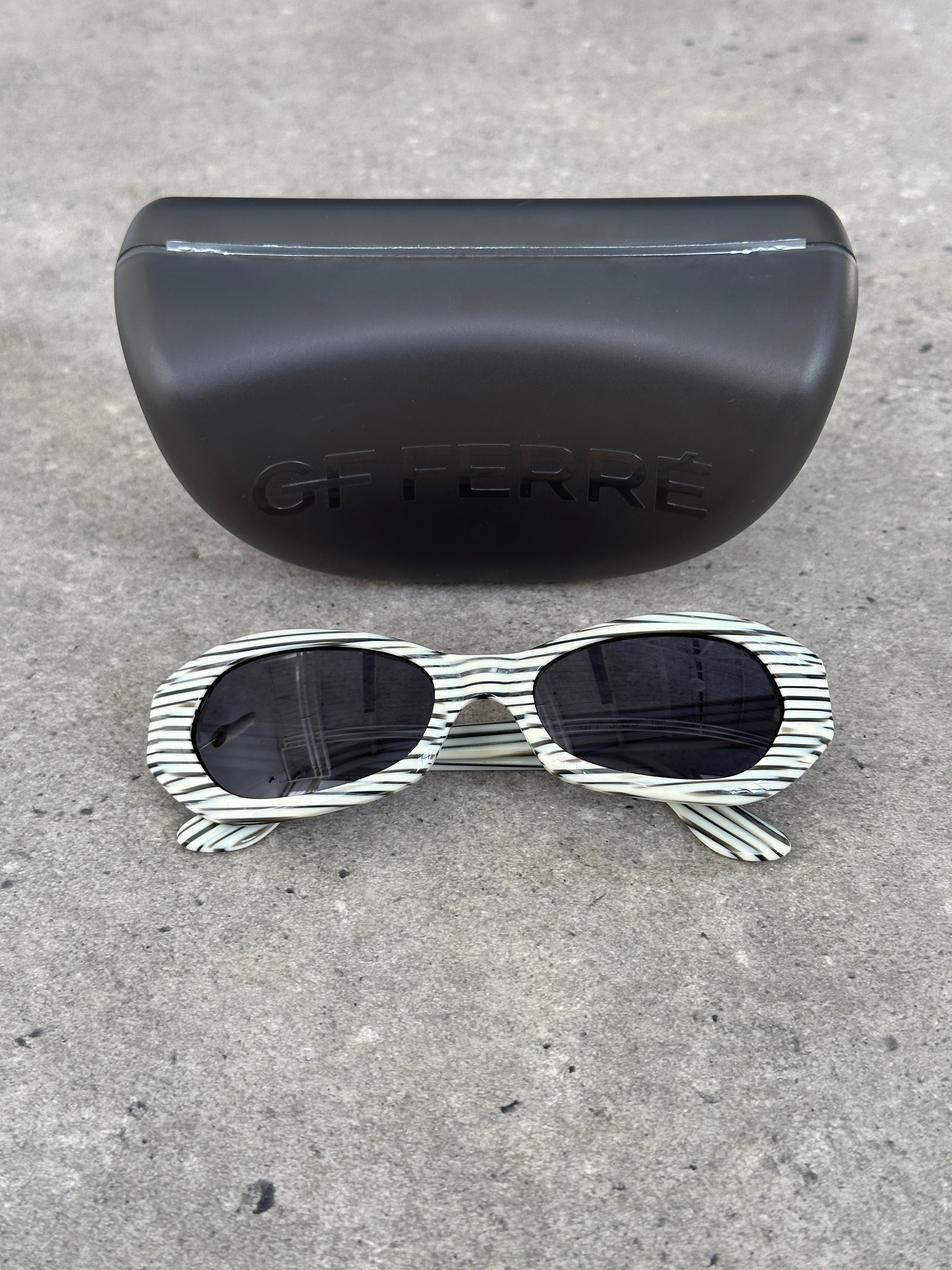 Gianfranco Ferre 1990s Oval Stripe Sunglasses