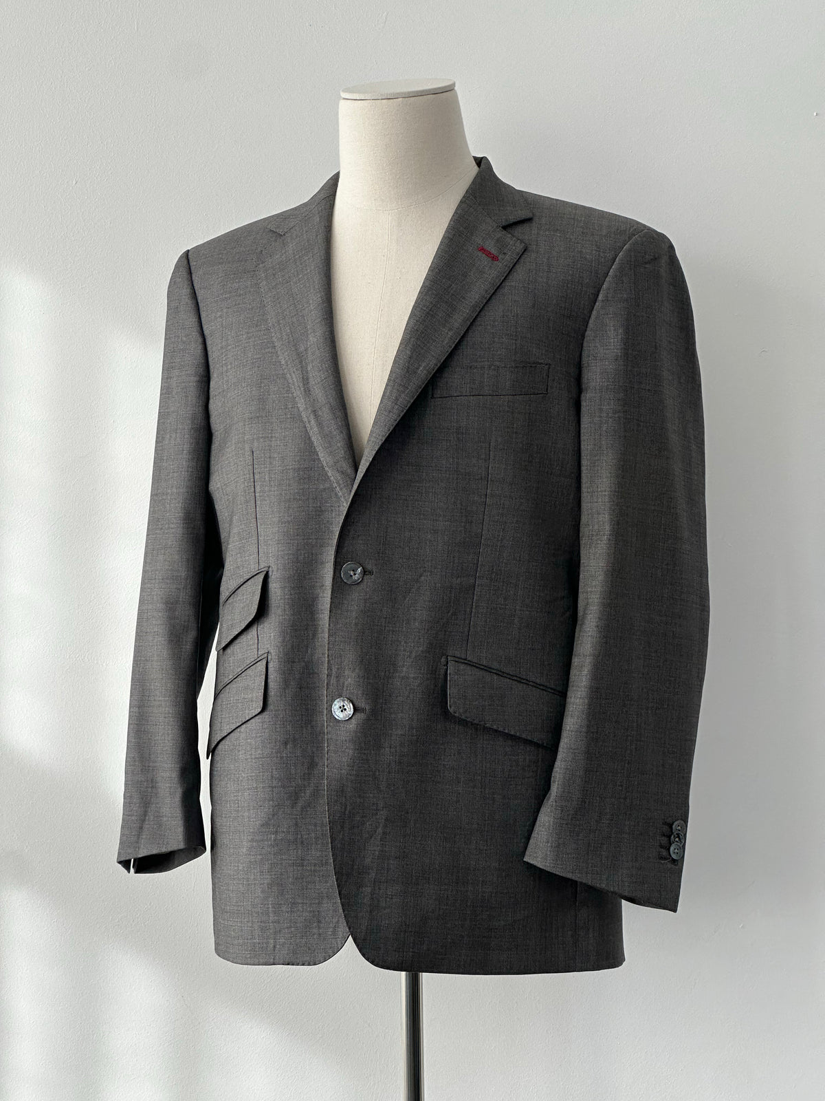 Loro Piana 1990s Pure Wool High Neck Contrast Collar Blazer - 40R