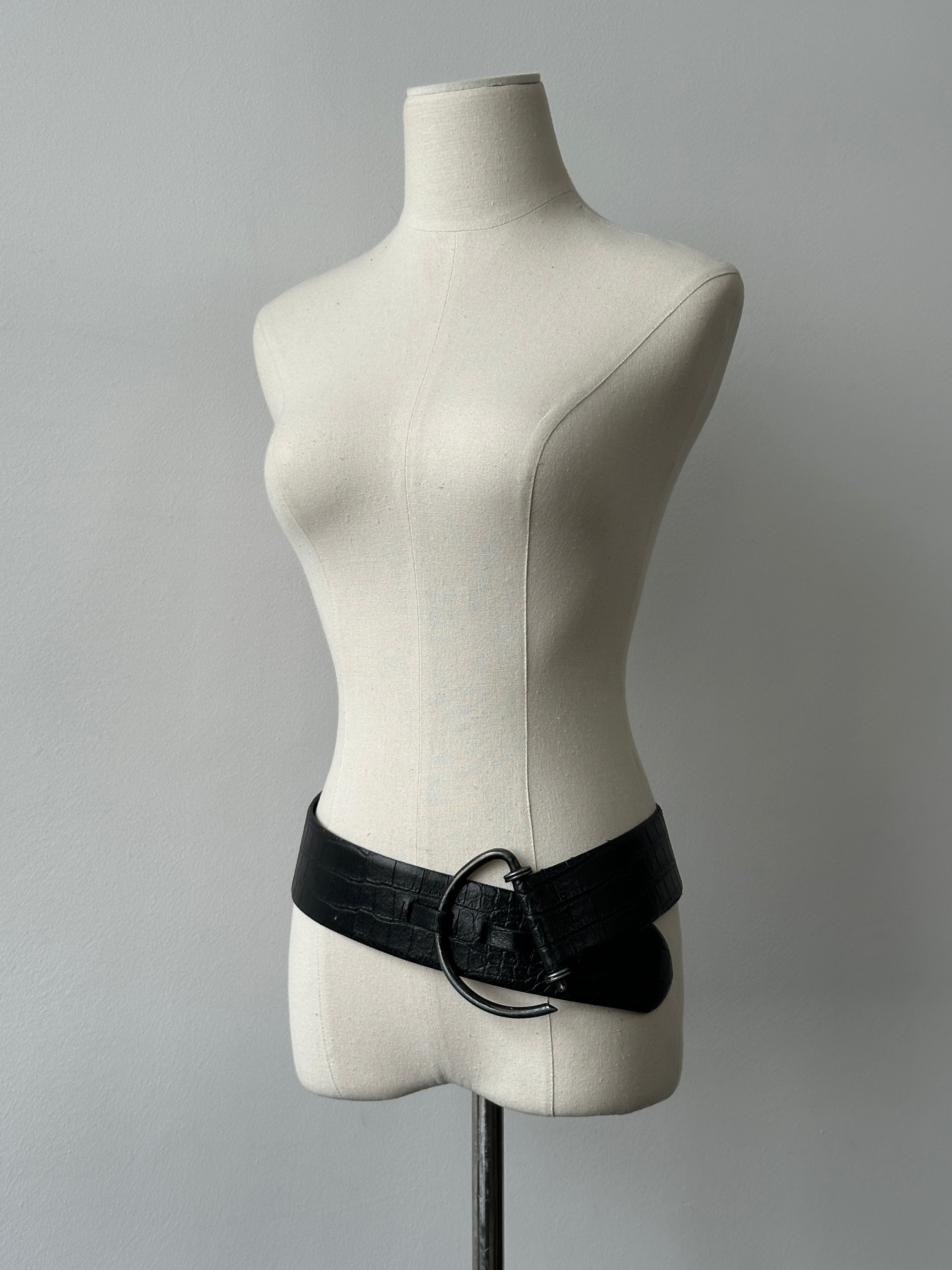 Vintage 1990s Leather D Ring Chunky Belt - W33-37