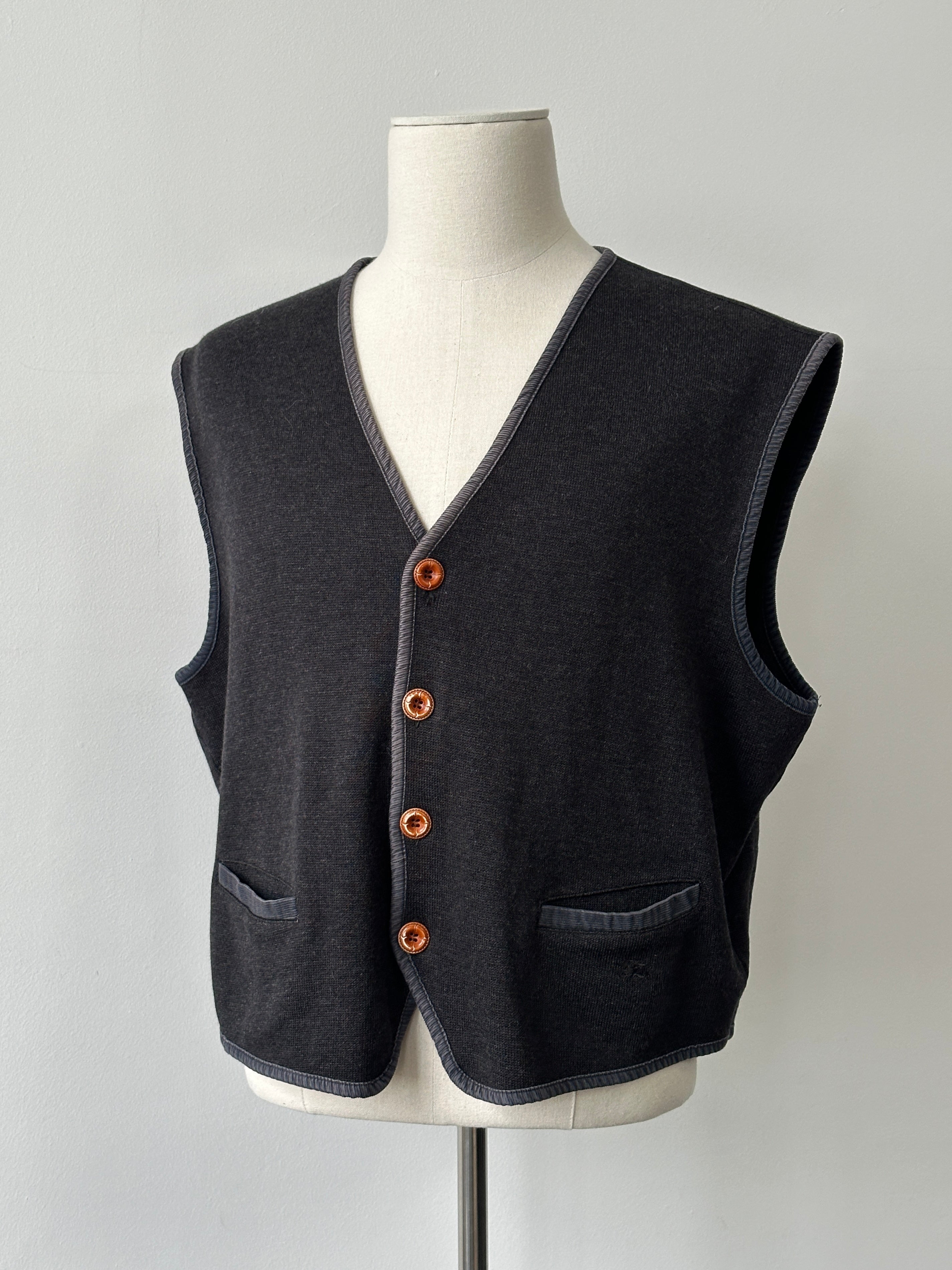Burberry 1990s Wool Knit Logo Waistcoat - L