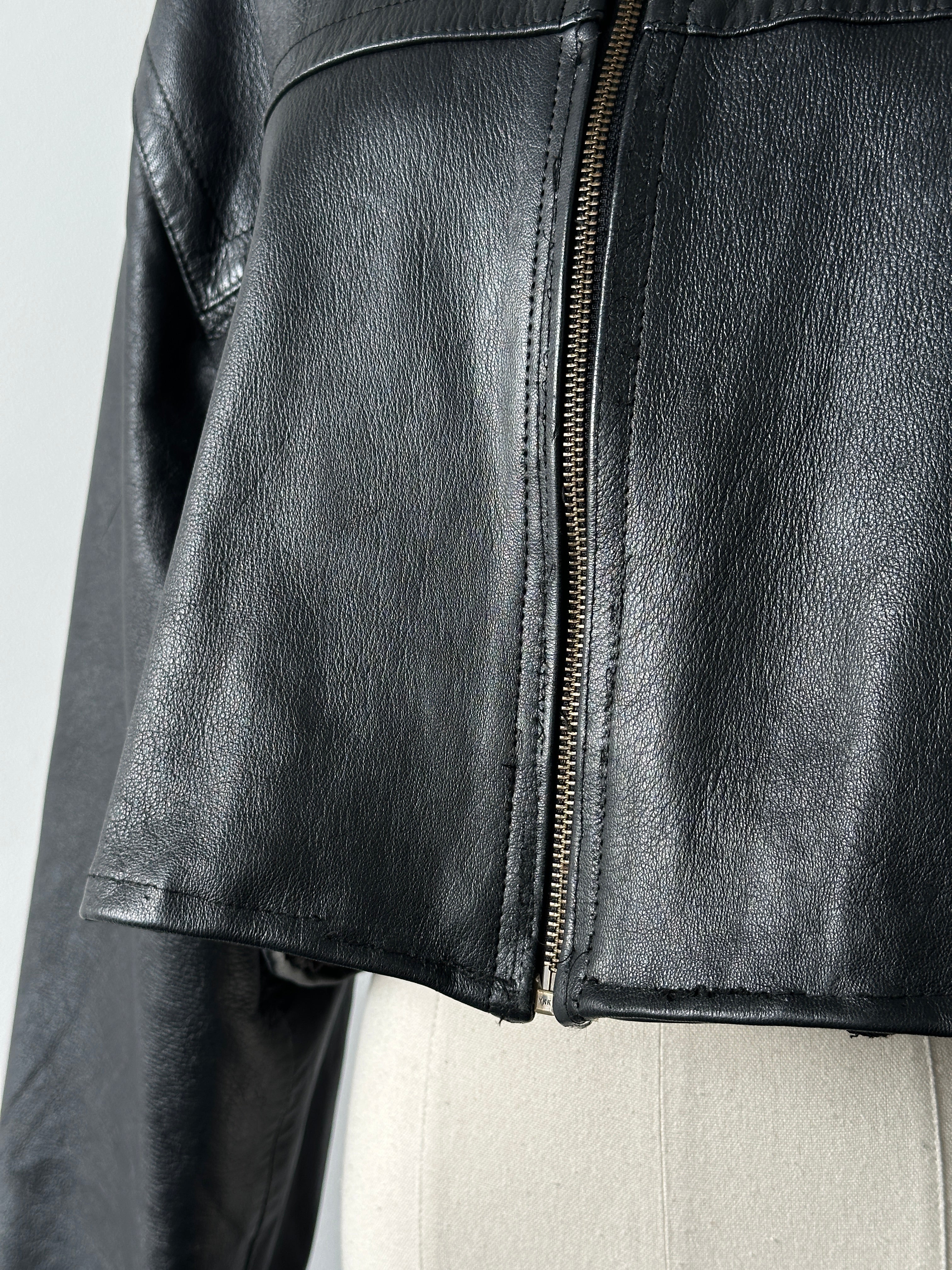 Vintage 1990s Cropped Leather Jacket - XL | SYLK