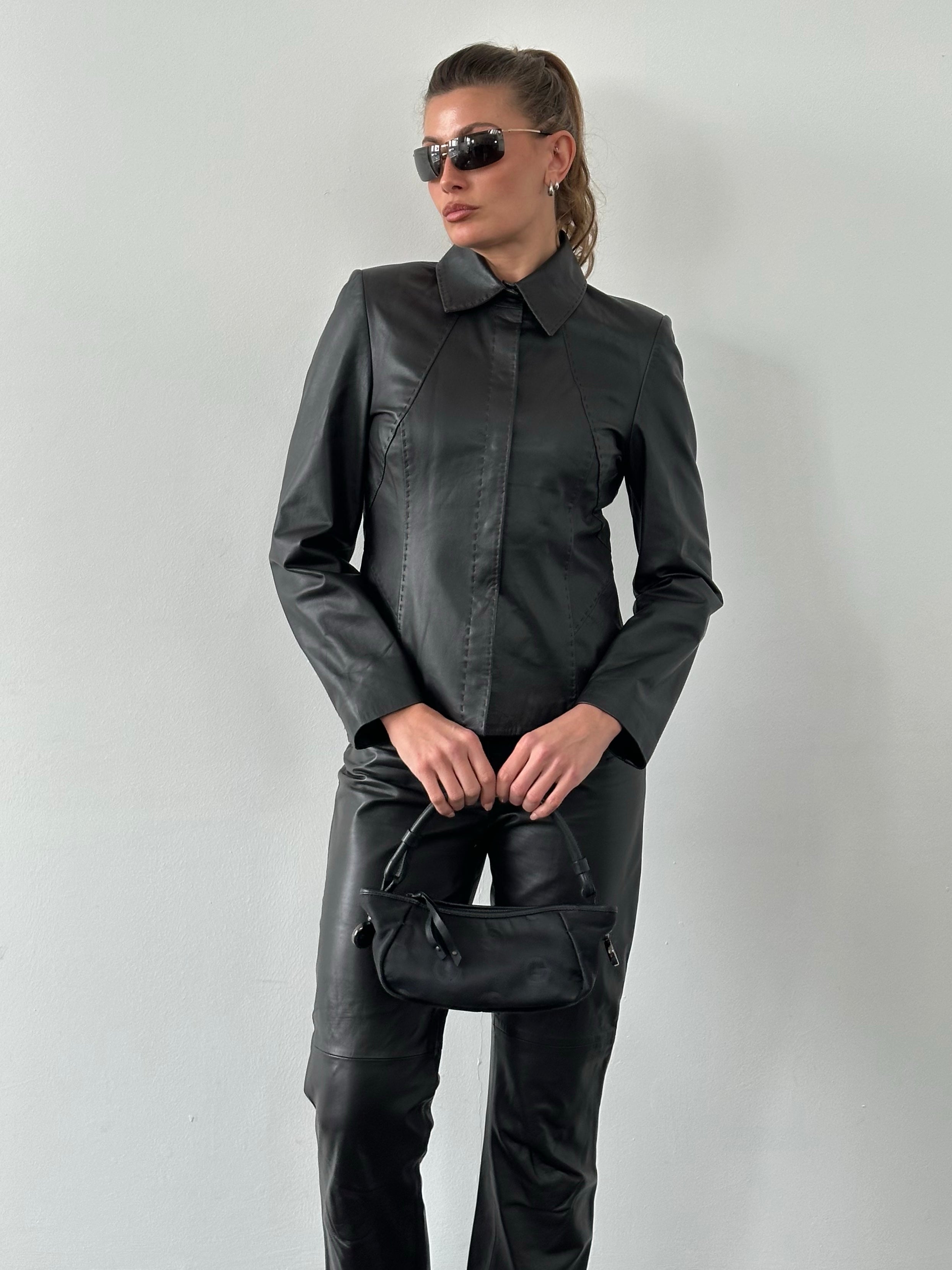 Vintage 1990s Leather Two Piece - S/W28