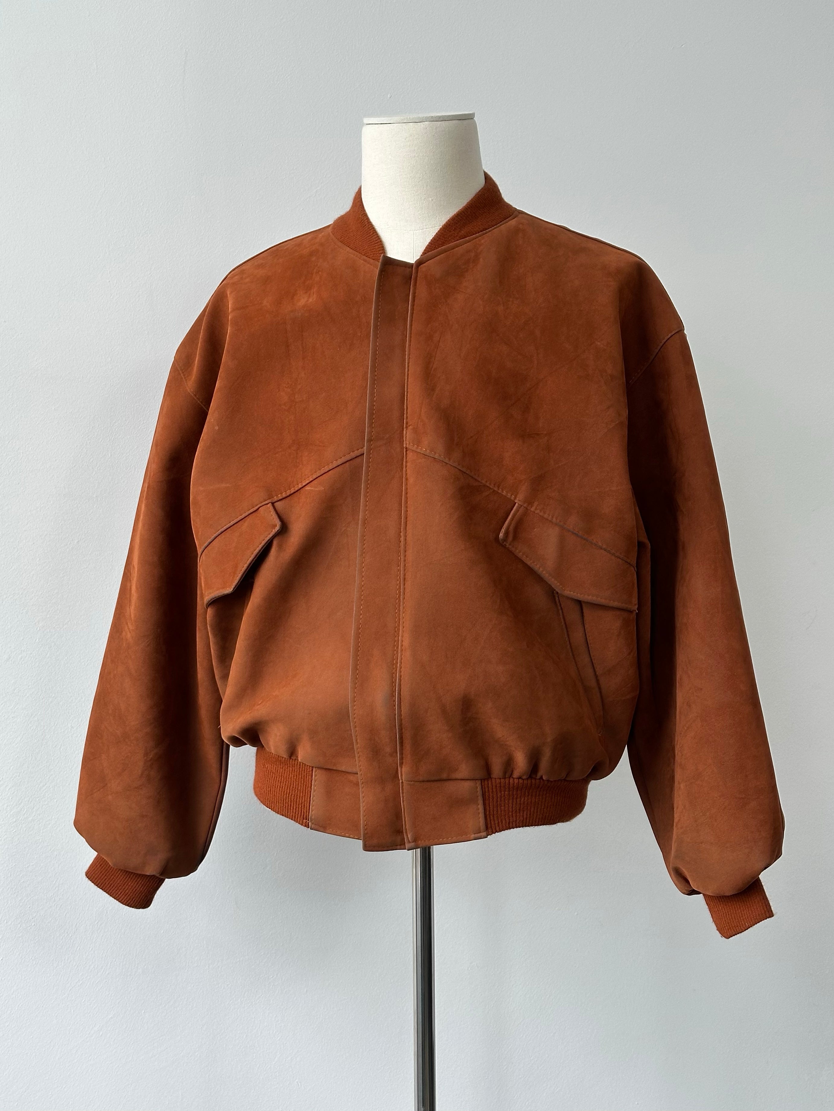 Vintage 1990s Faux Suede Bomber Jacket - M