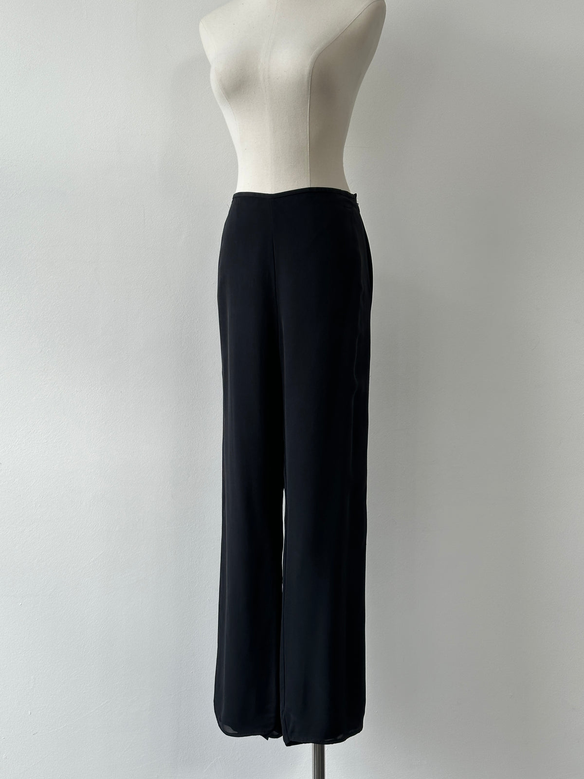 Vintage 1990s Pure Silk Wide Leg Trousers - W30