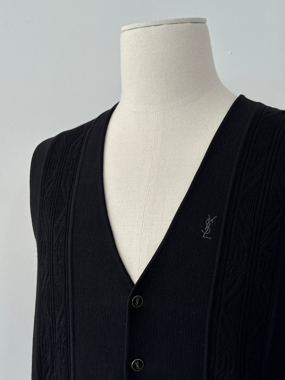 Yves Saint Laurent 1990s Pure Wool Bespoke Button Waistcoat - M