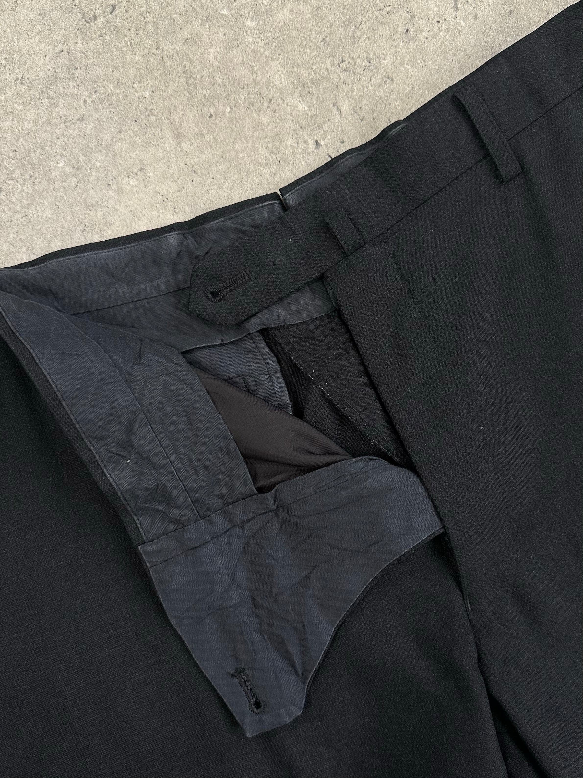 Japanese vintage 2000s pure wool straight leg trousers in size W34, shown in a classic, neutral-colored design.