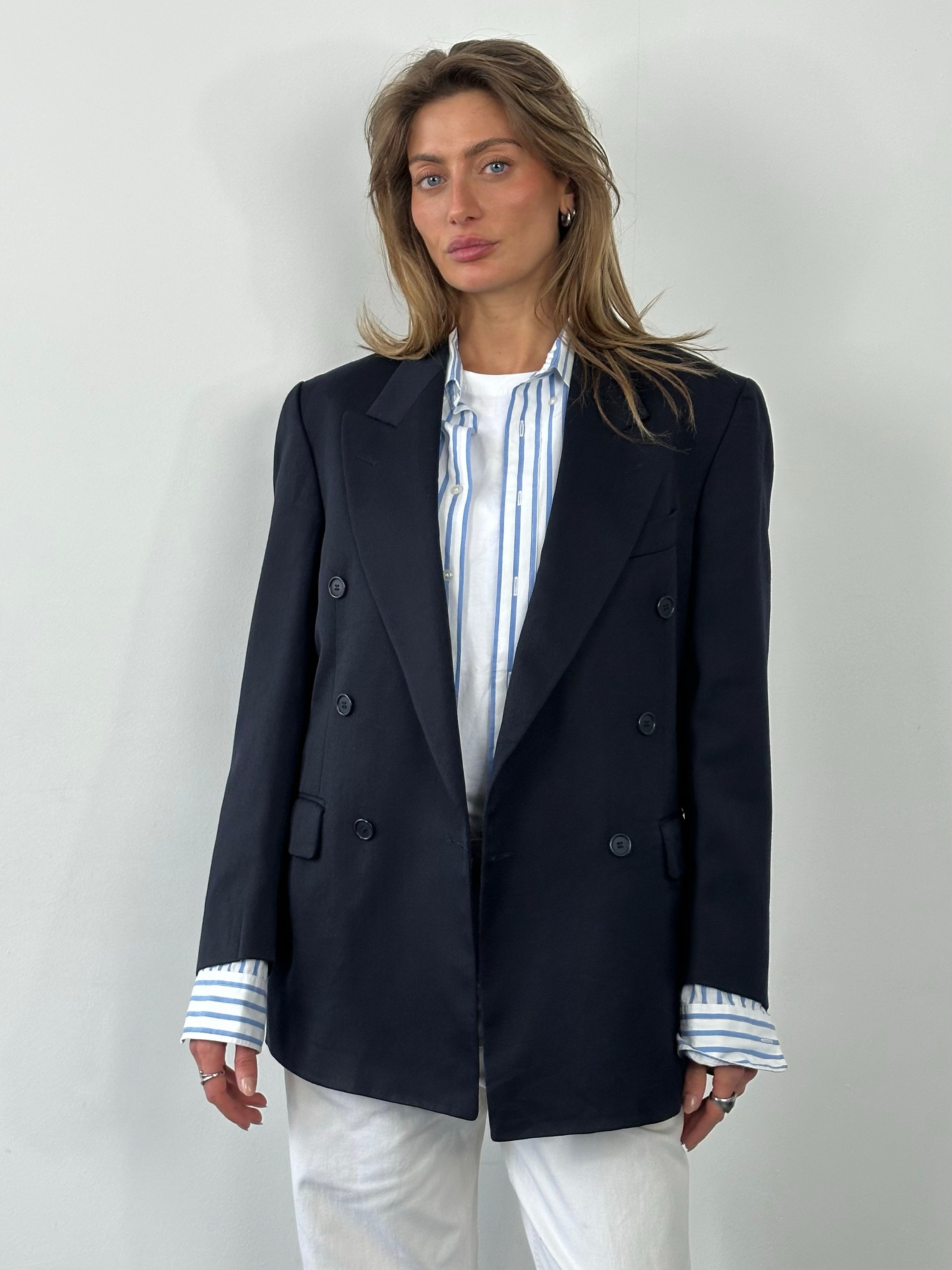 Yves Saint Laurent Pour Homme 1980s Pure Wool Double Breasted Blazer - 38S/M/L
