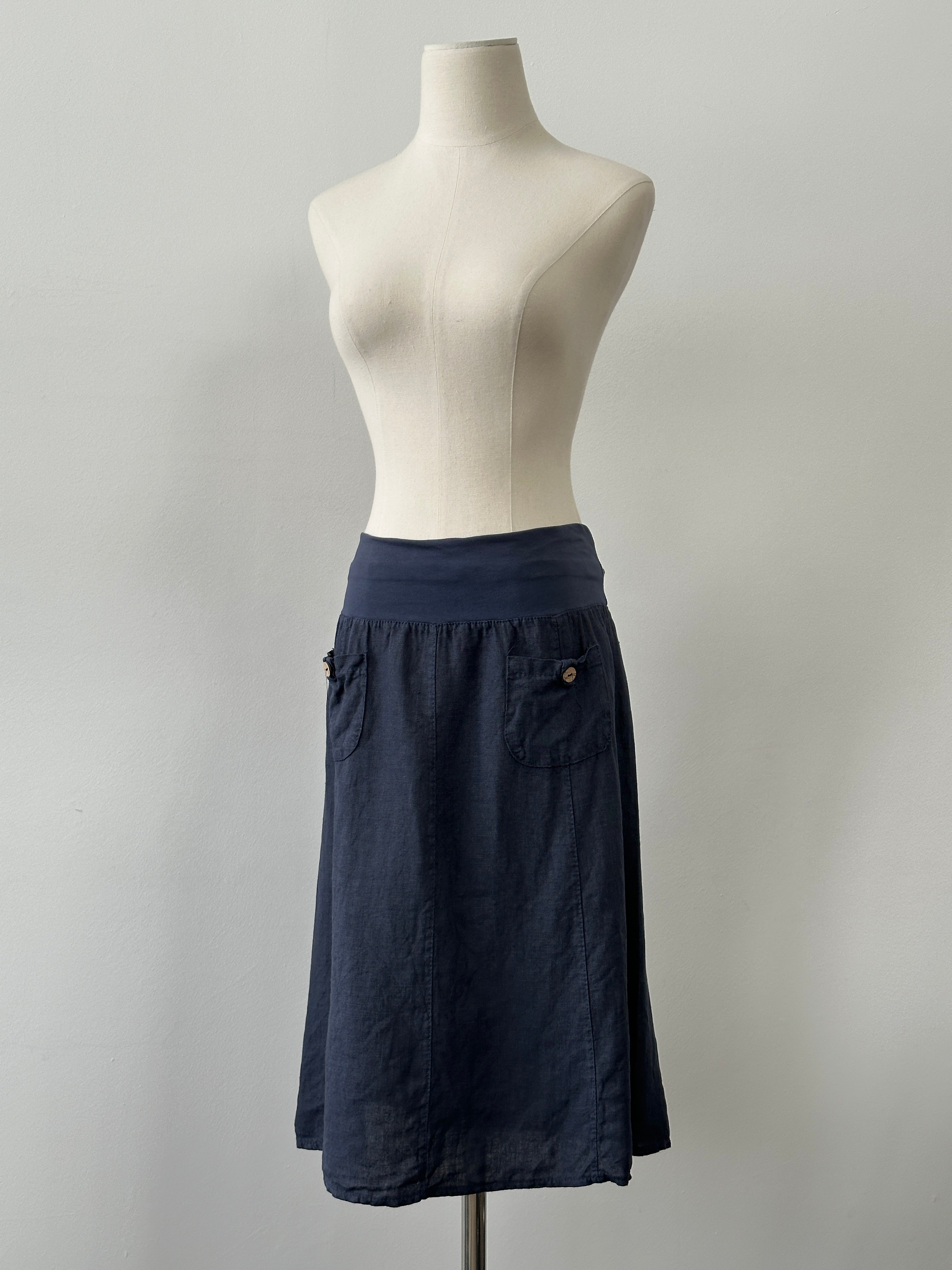 Vintage 1990s Pure Linen Midi Skirt - W30