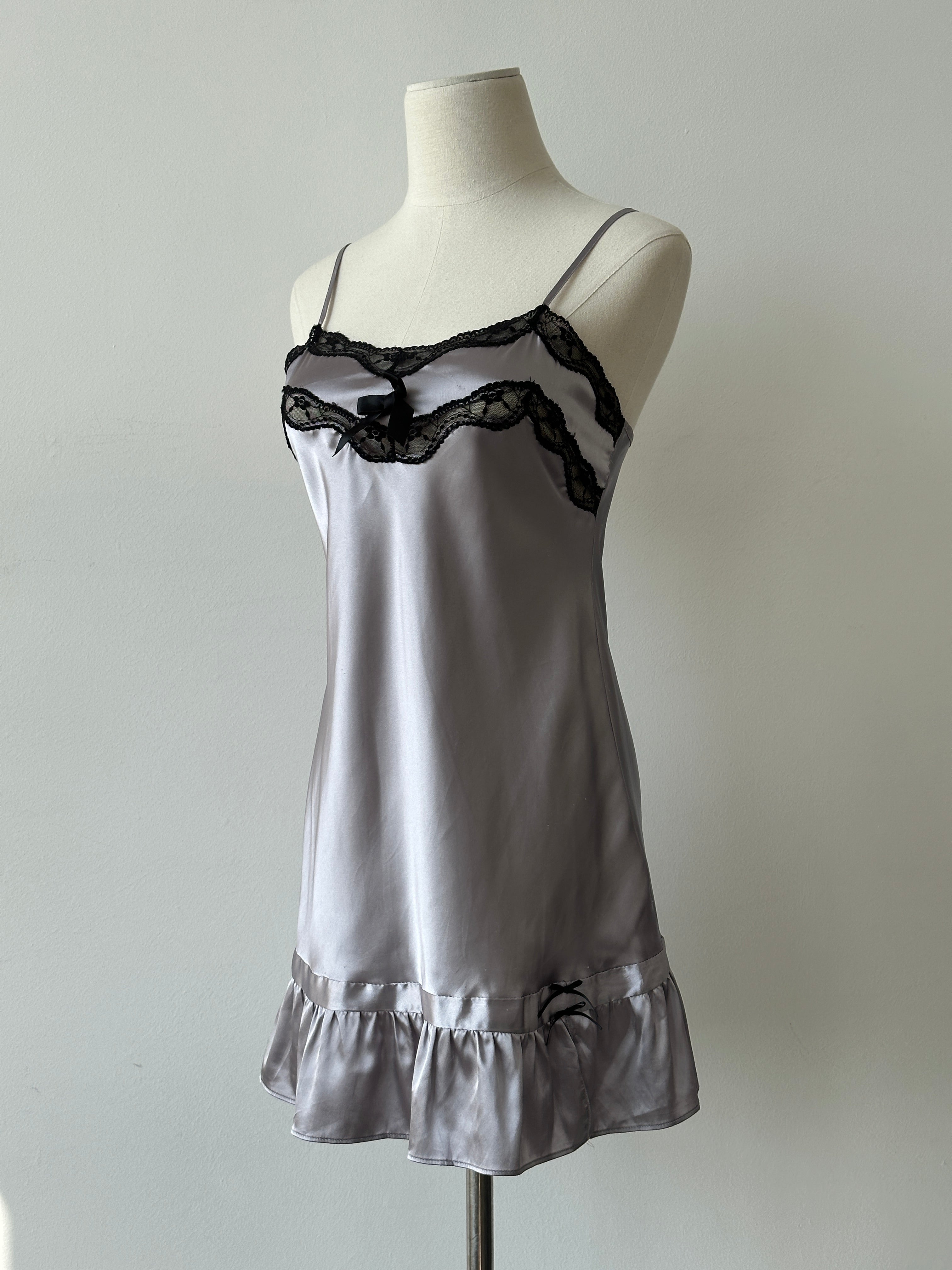 Vintage 2000s Satin Lace Mini Slip Dress - XS