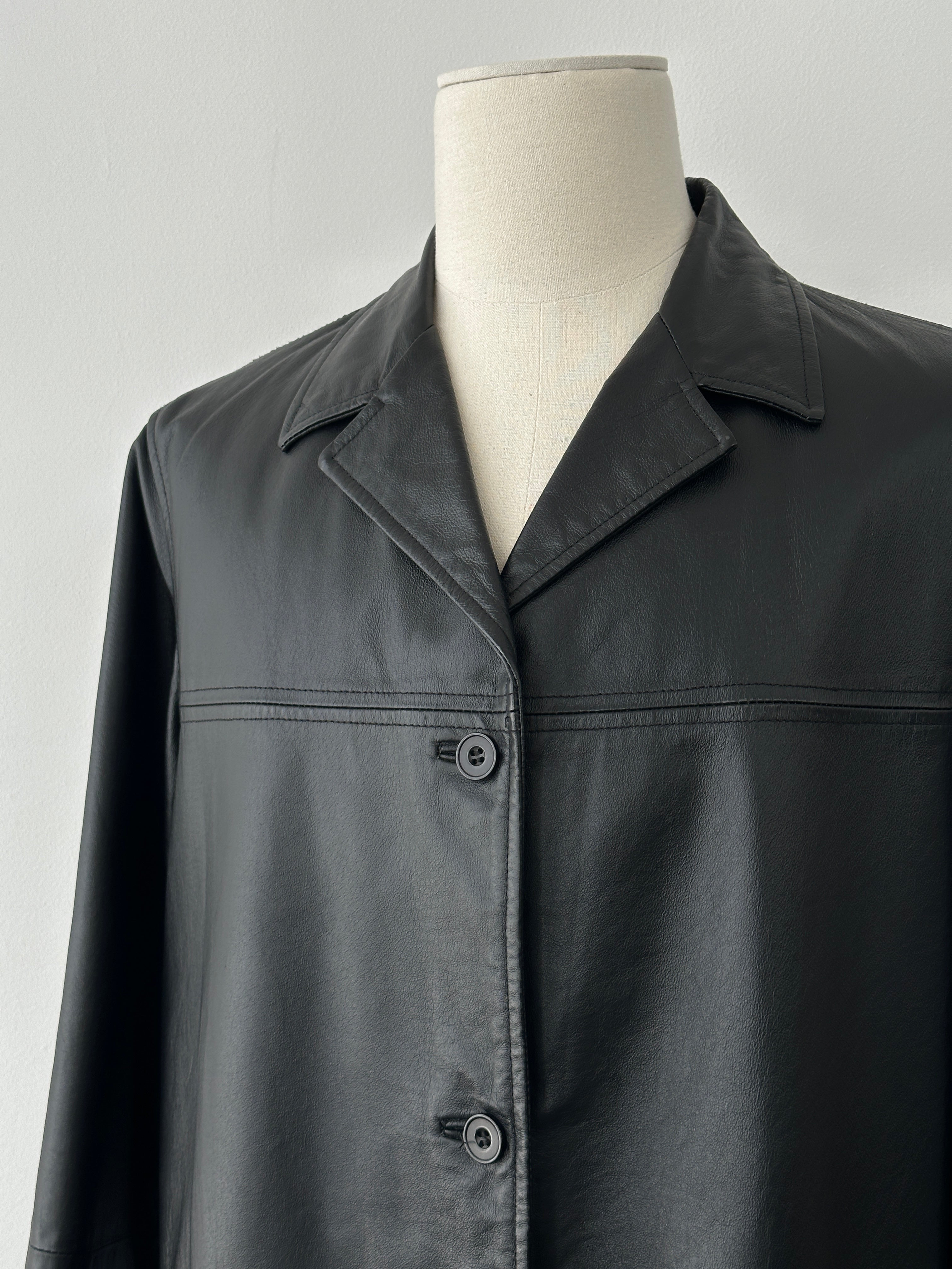 Vintage 1990s Single Breasted Leather Jacket - L