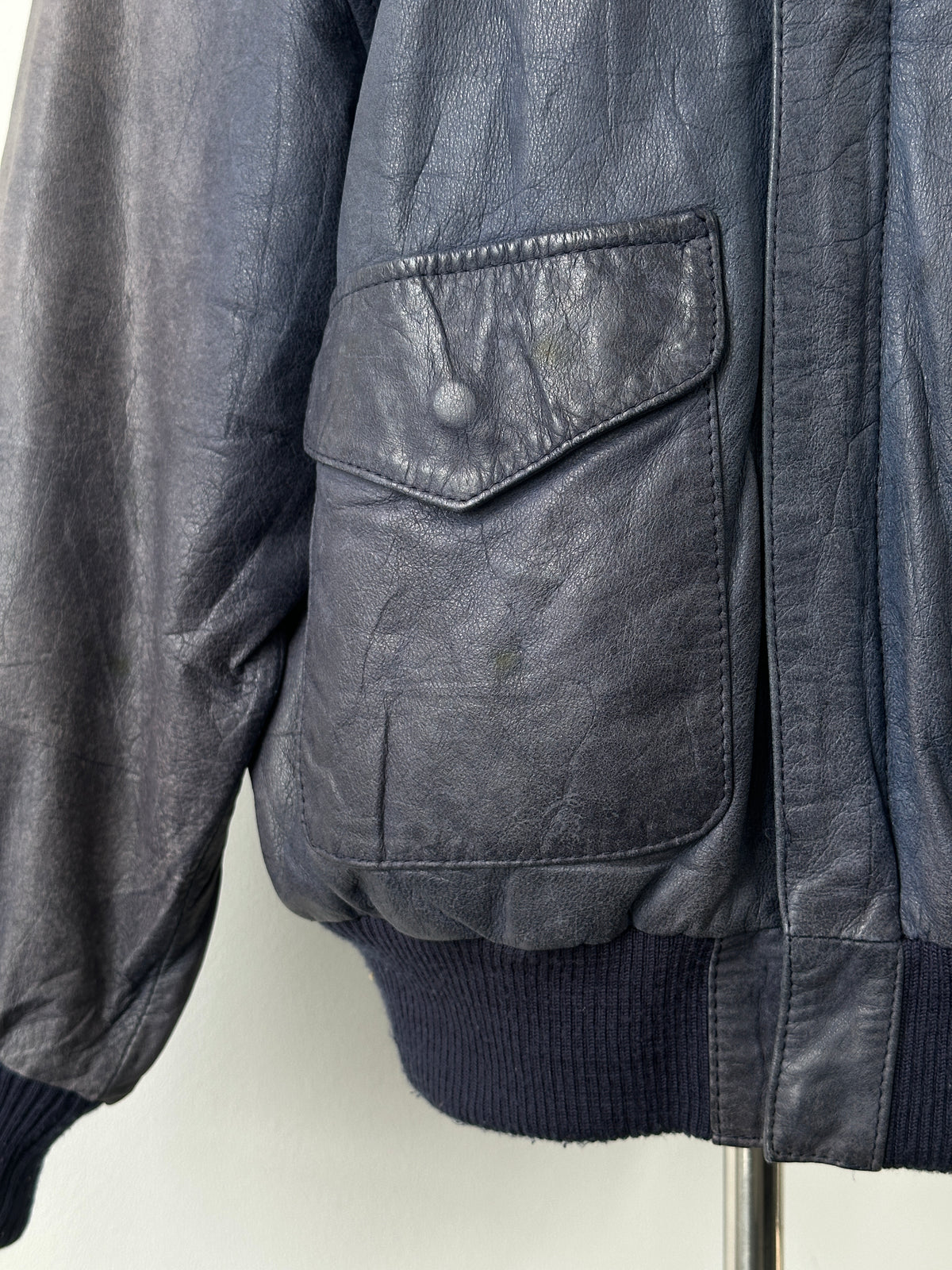 Vintage 1990s Bomber Leather Jacket - M