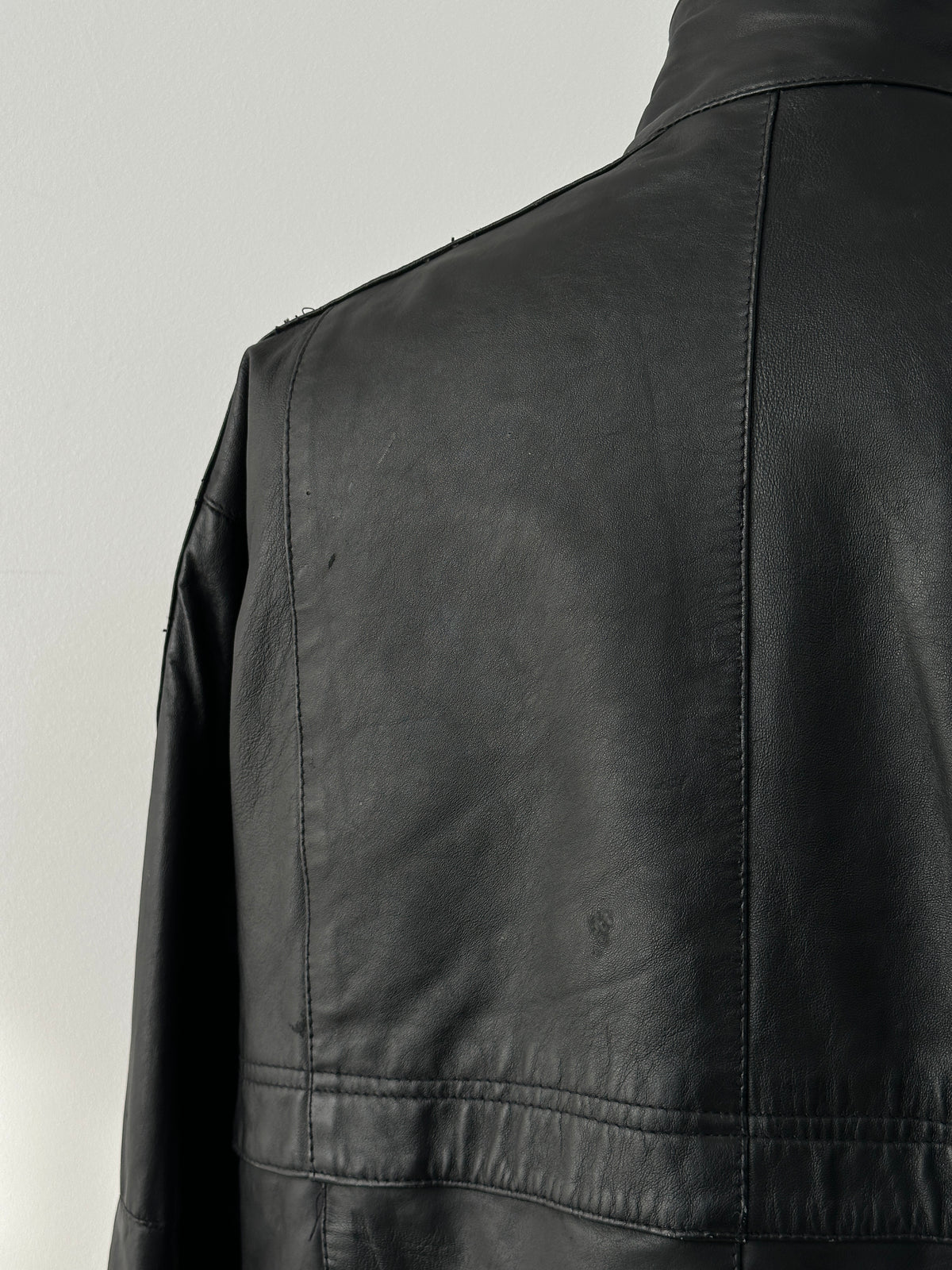 Vintage 1990s High Neck Leather Jacket - XL