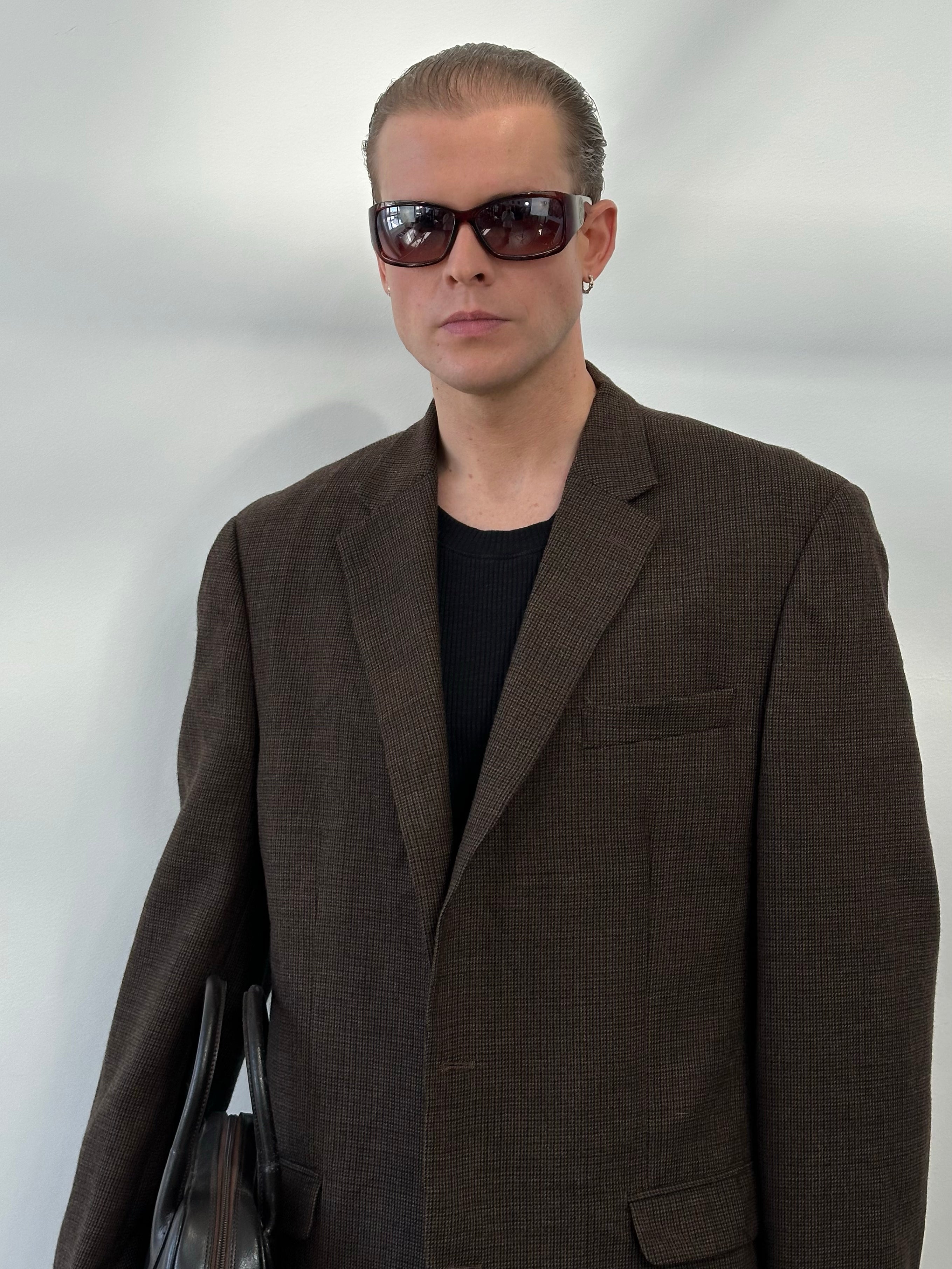 Ralph Lauren 1990s Pure Wool Check Single Breasted Blazer - 44L