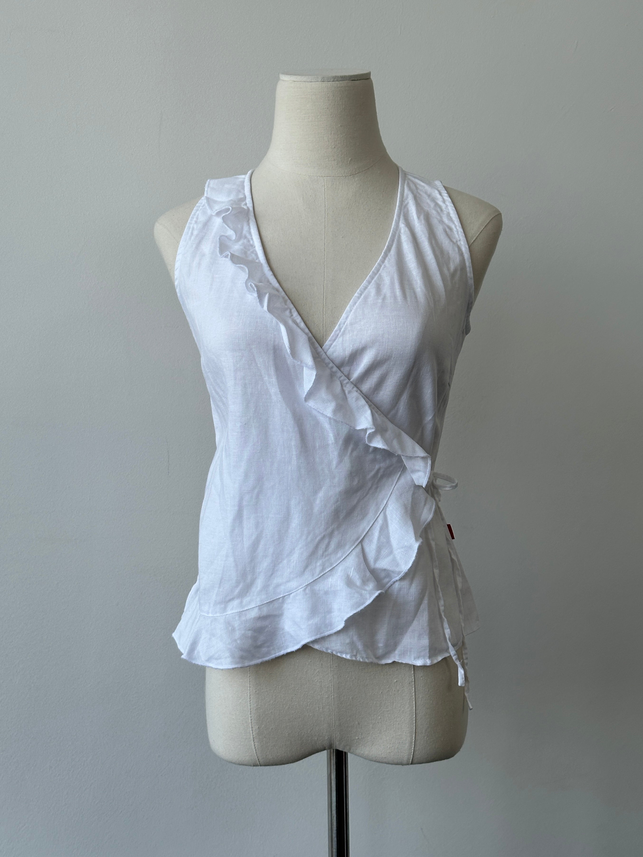 Vintage 2000s Pure Linen Wrap Top - xs