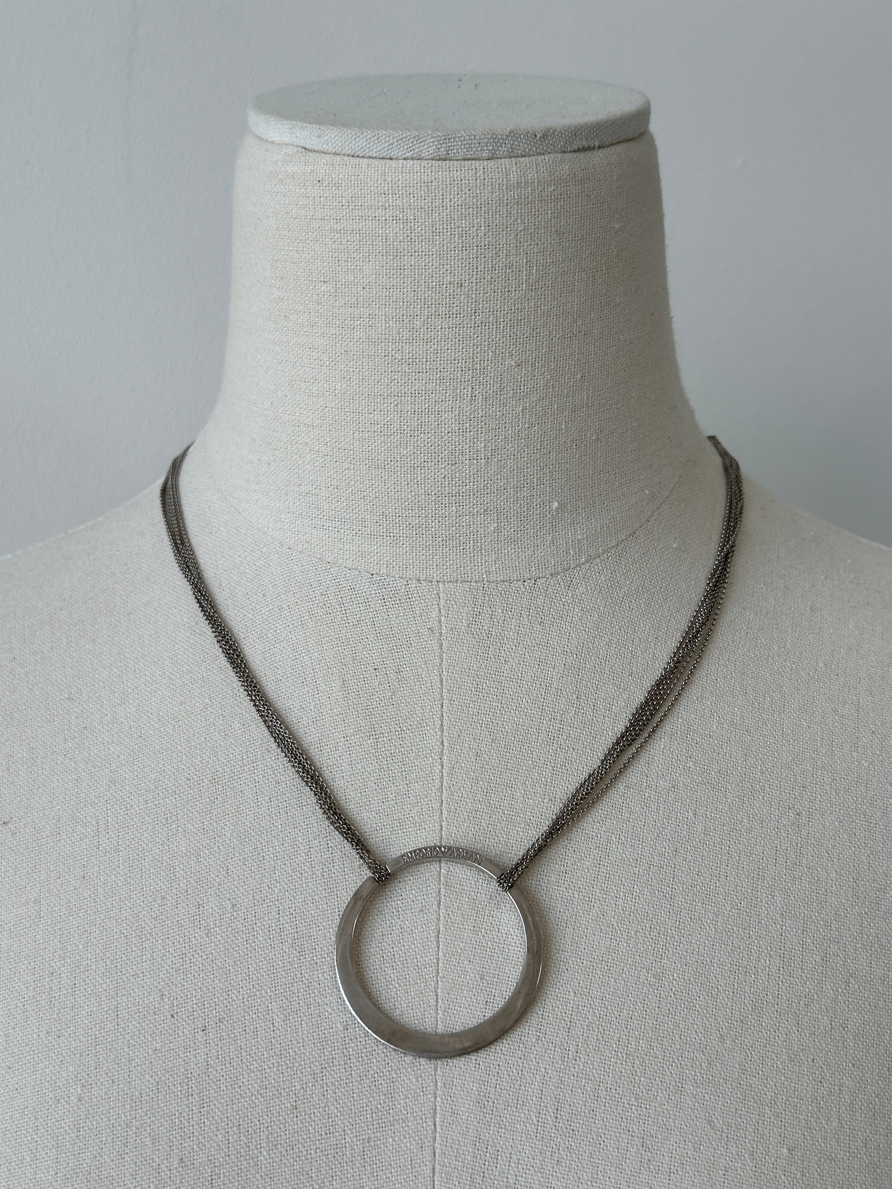 Emporio Armani 1990s Circle Pendant Necklace