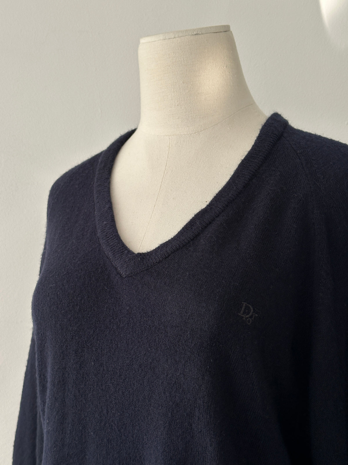 Christian Dior 1990s V Neck Logo Jumper - S-M