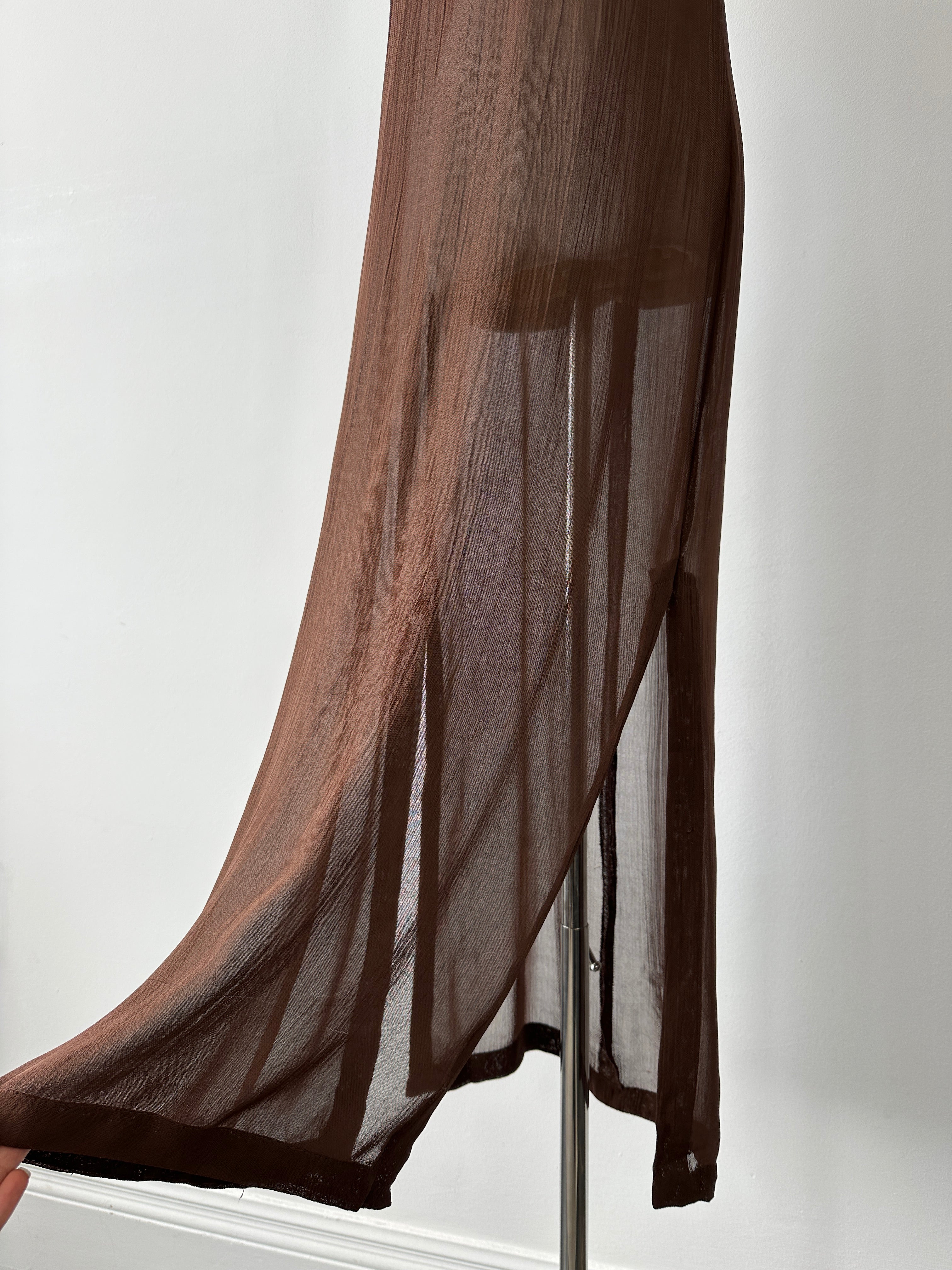 Marella 1990s Sheer Side Split Floor Length Dress - S-M