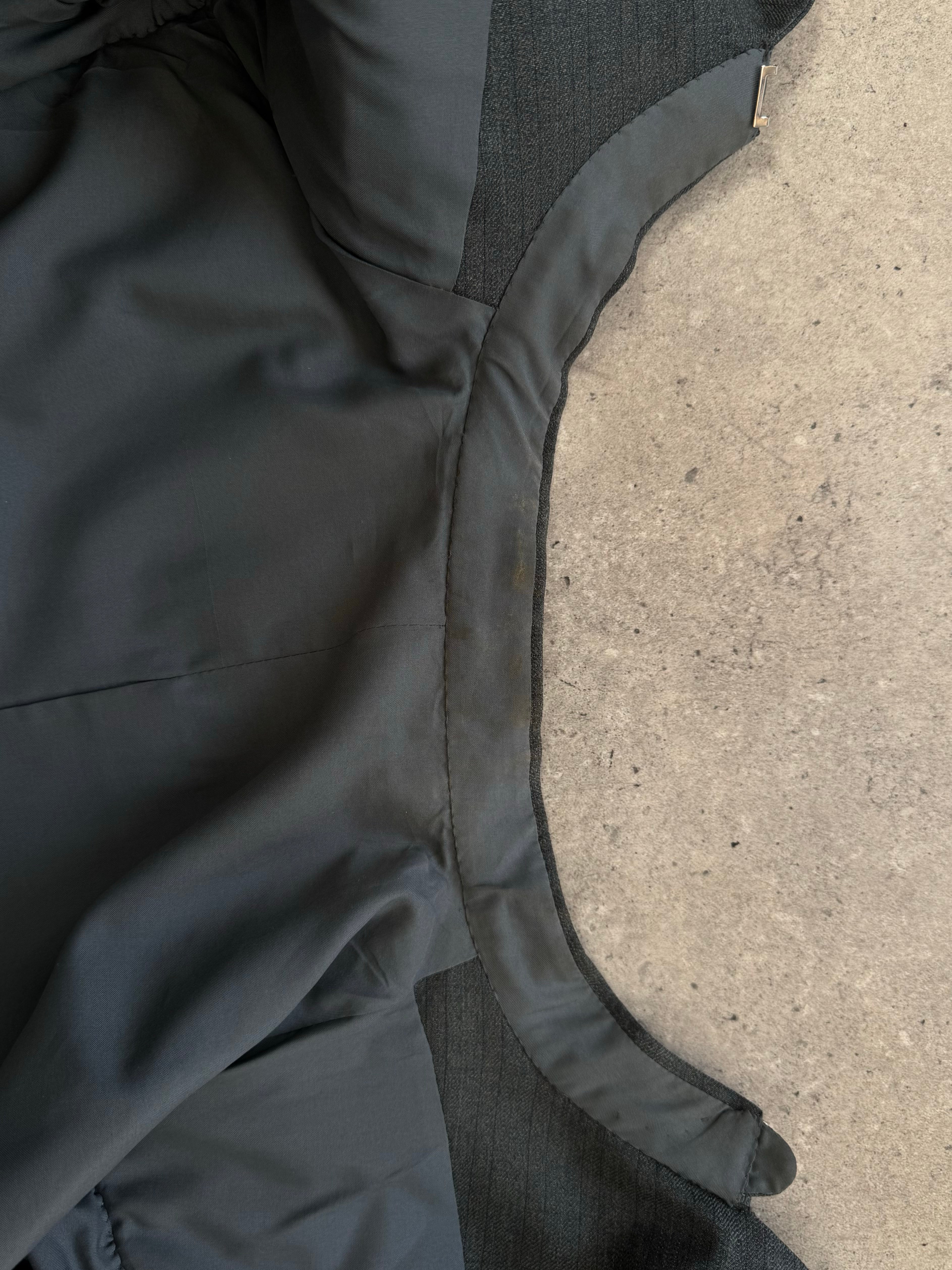 Vintage 1990s Stand Collar Double Breasted Stripe Suit - M