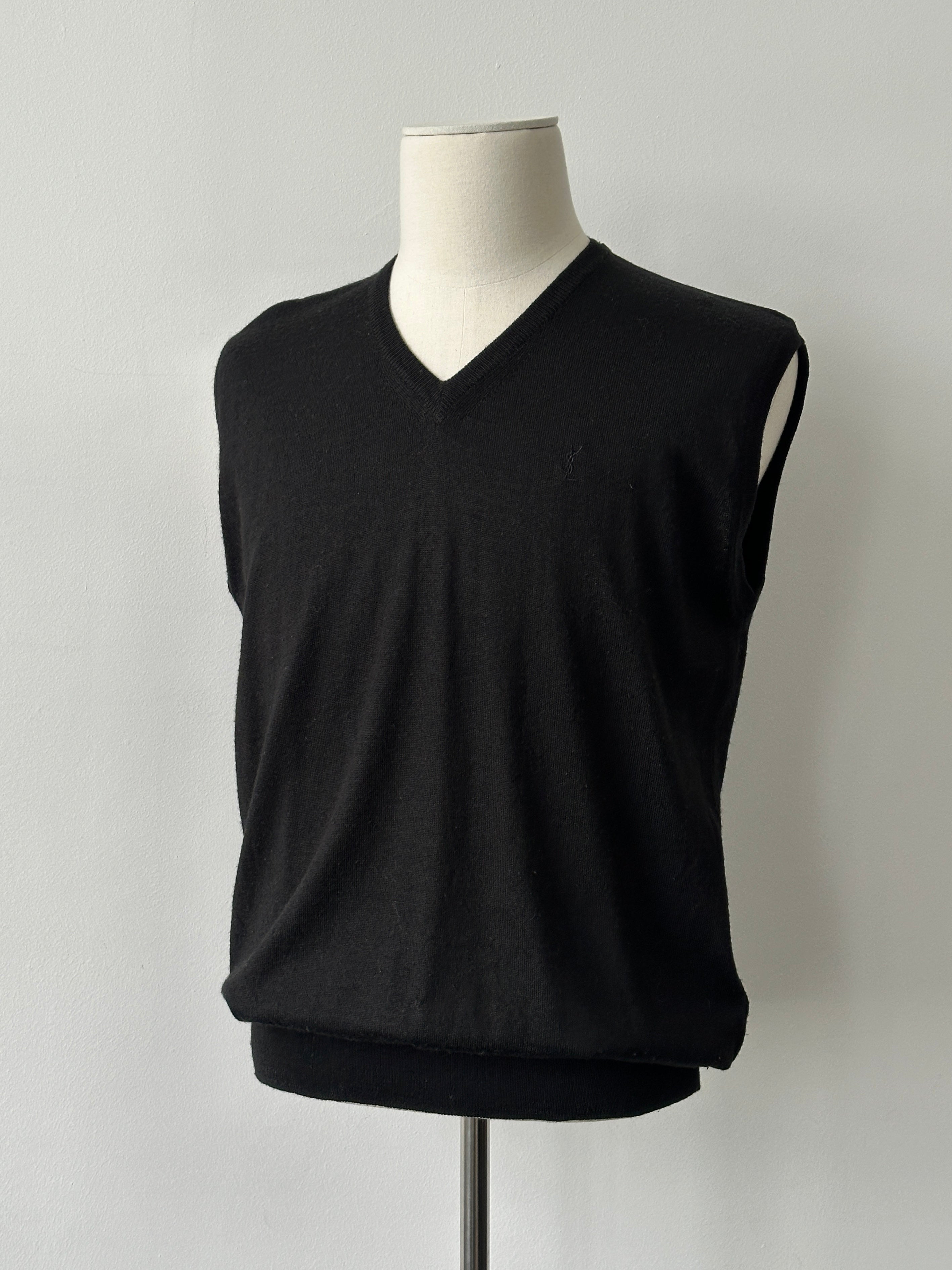 Yves Saint Laurent Pour Homme 1990s Wool Sleevless V Neck Jumper - M