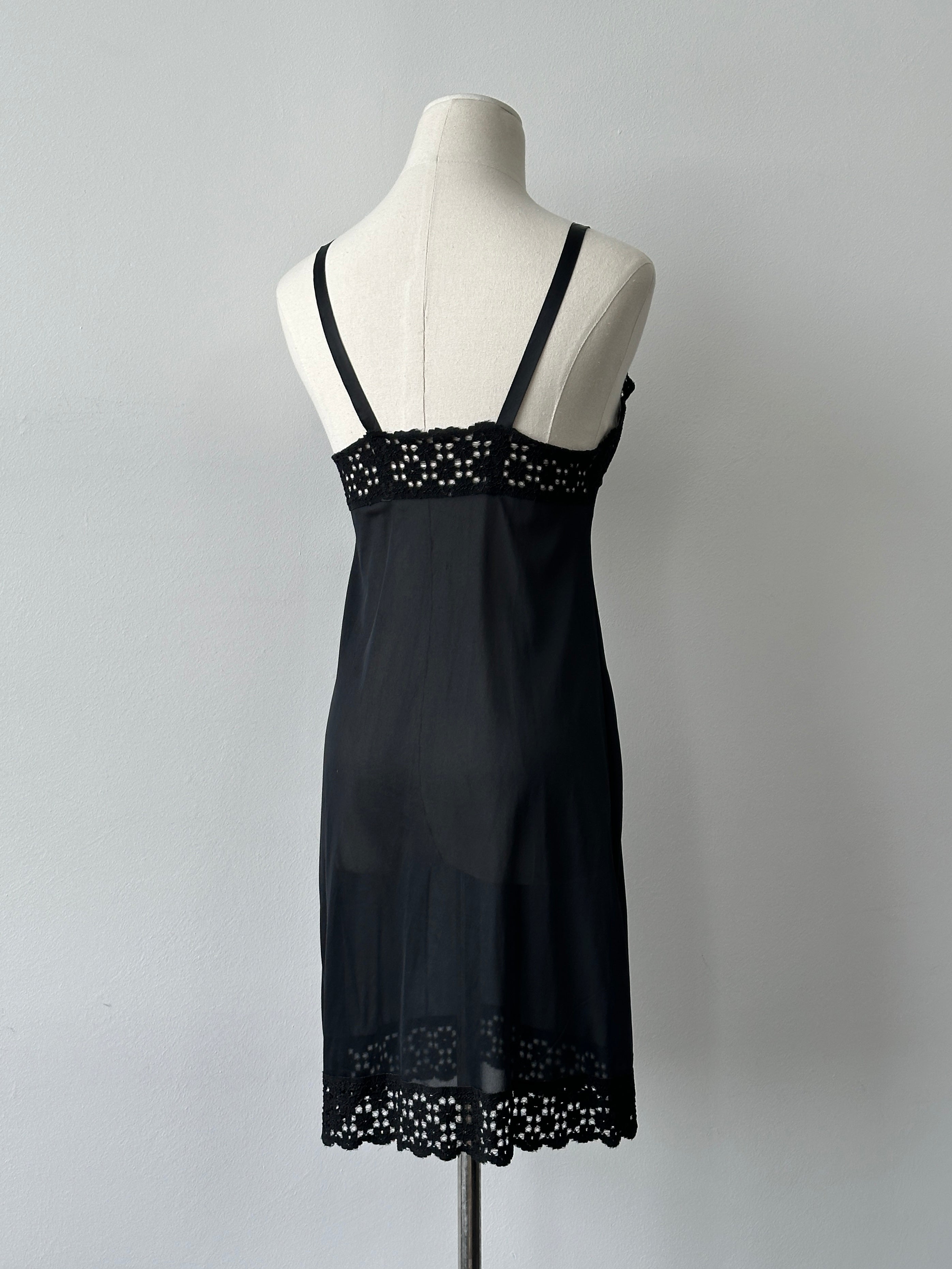 Vintage 1990s Satin Lace Mini Sheer Slip Dress - XS