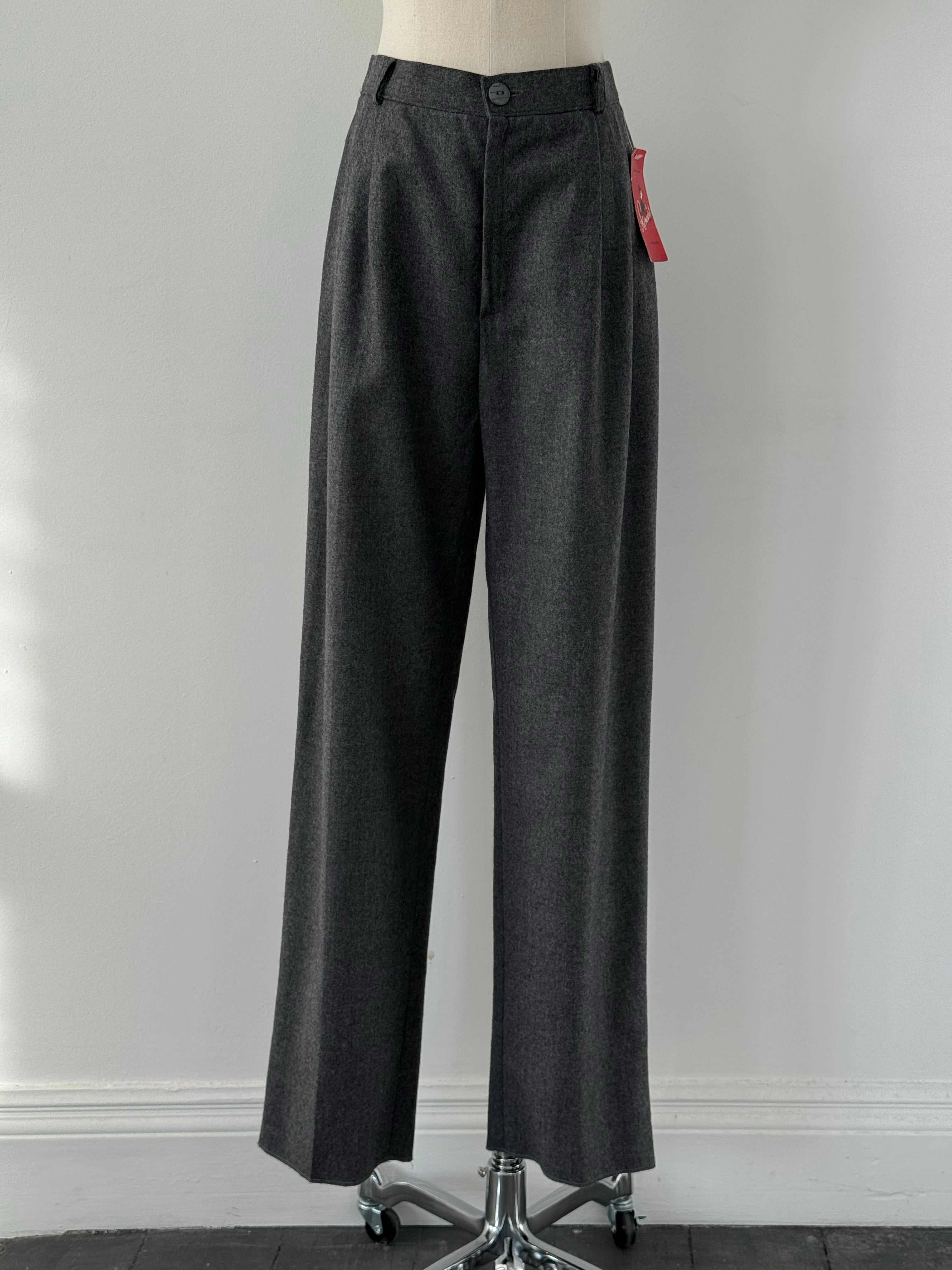 Italian Vintage 1980s Pure Wool Straight Leg Trouser - W26