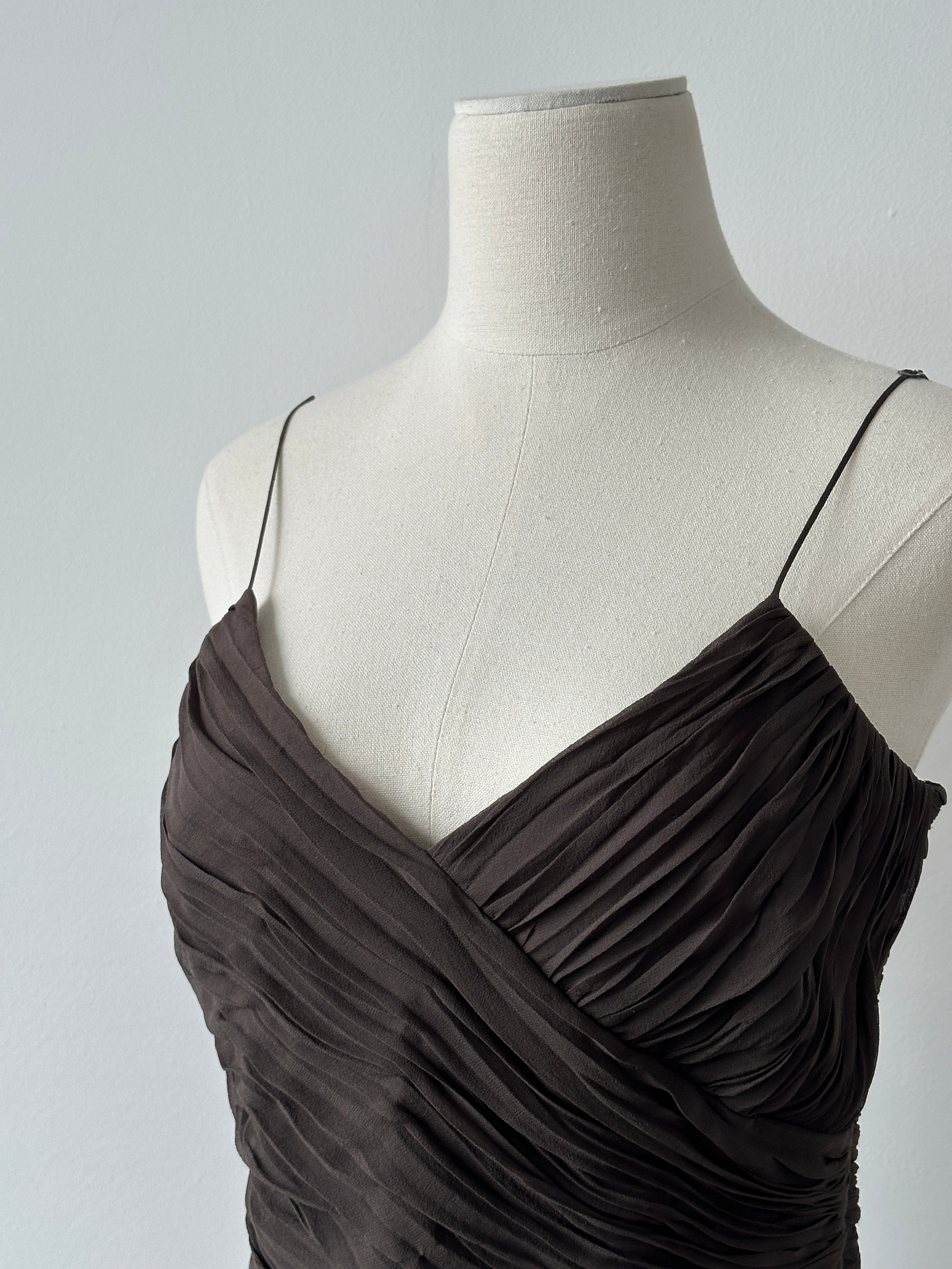 Vintage 2000s Pure Silk Ruched Top - M