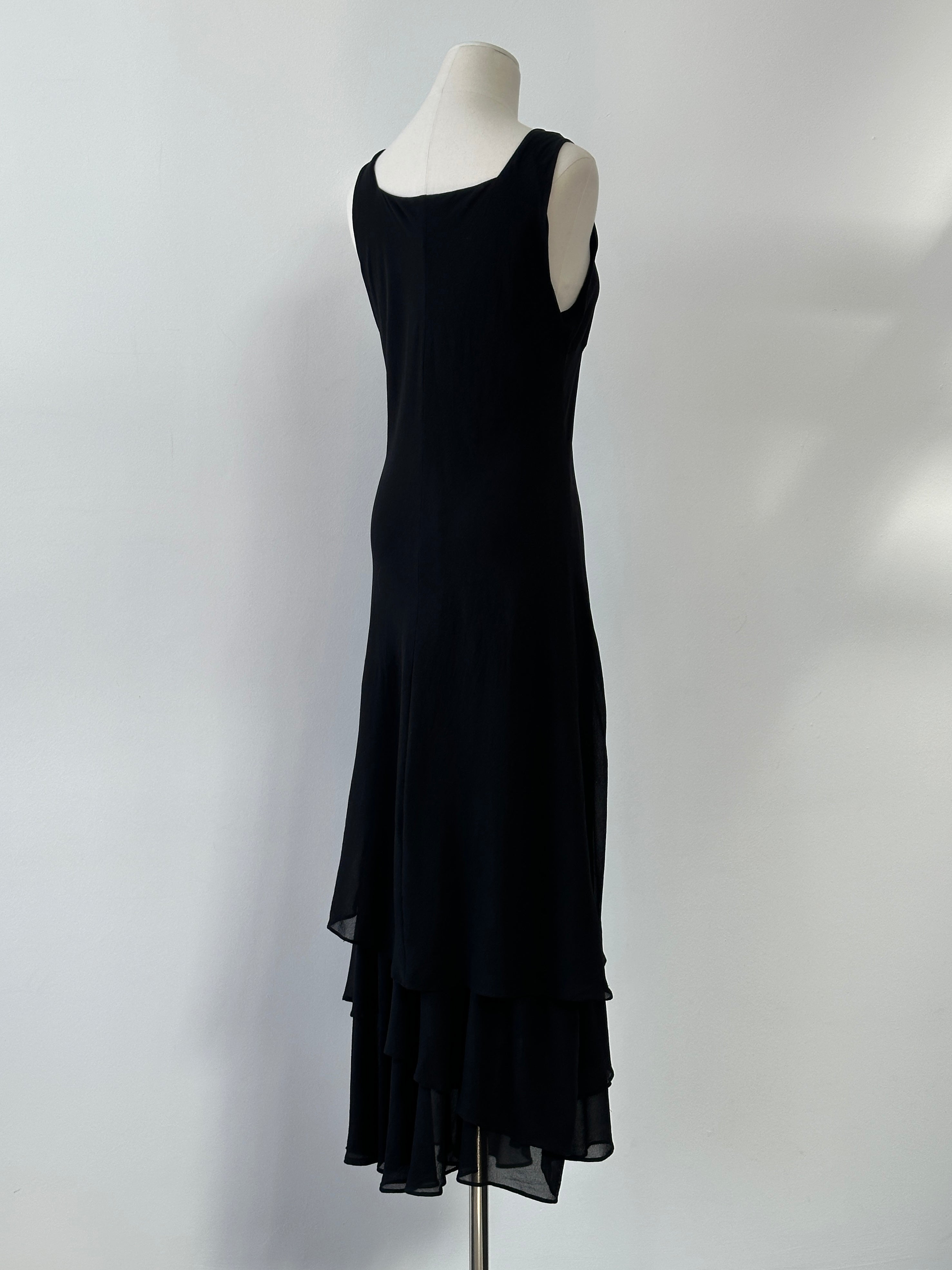 Vintage 1990s Pure Silk V Neck Floor Length Dress - M