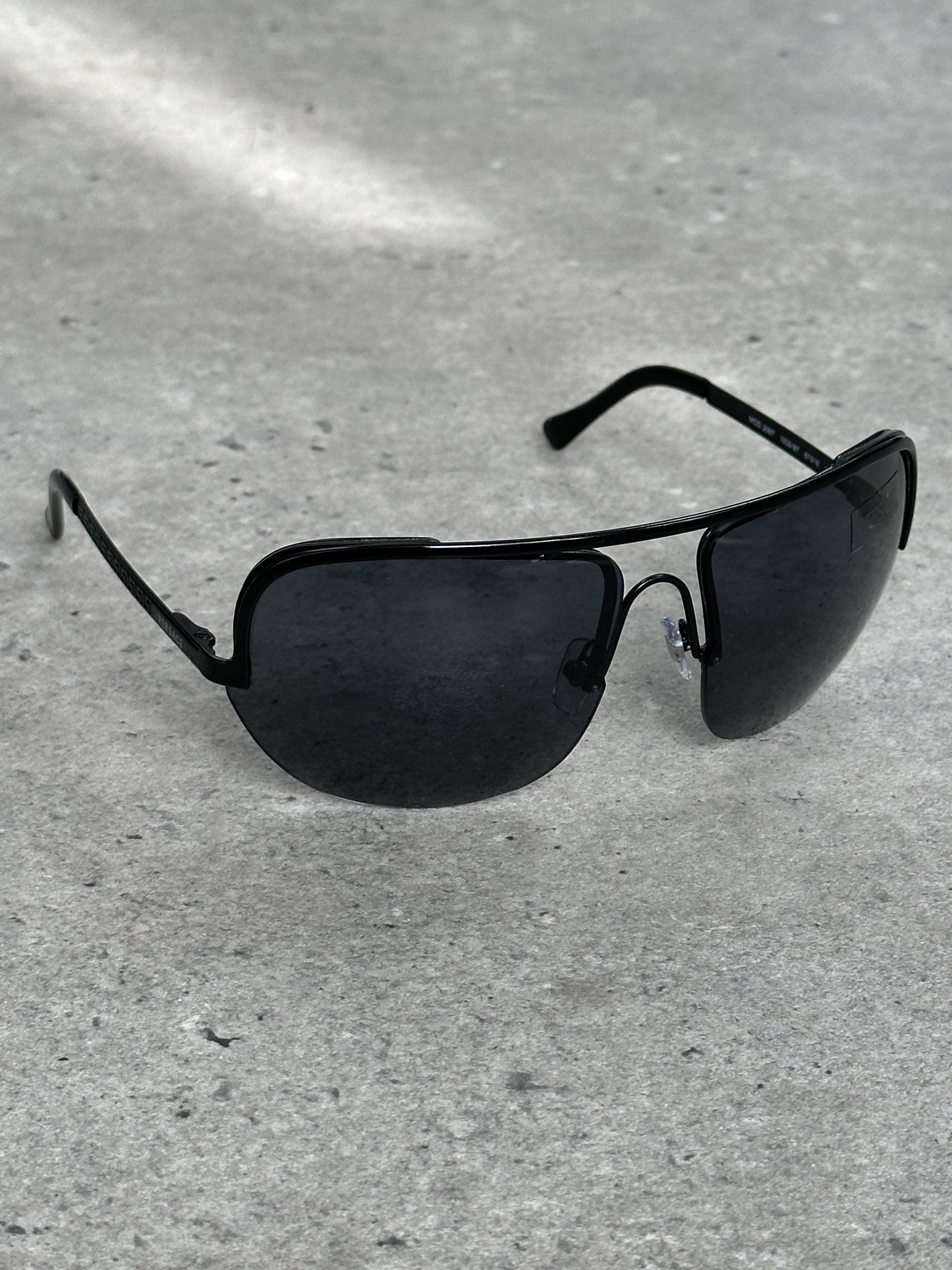 Versace 2000s Shield Aviator Logo Sunglasses