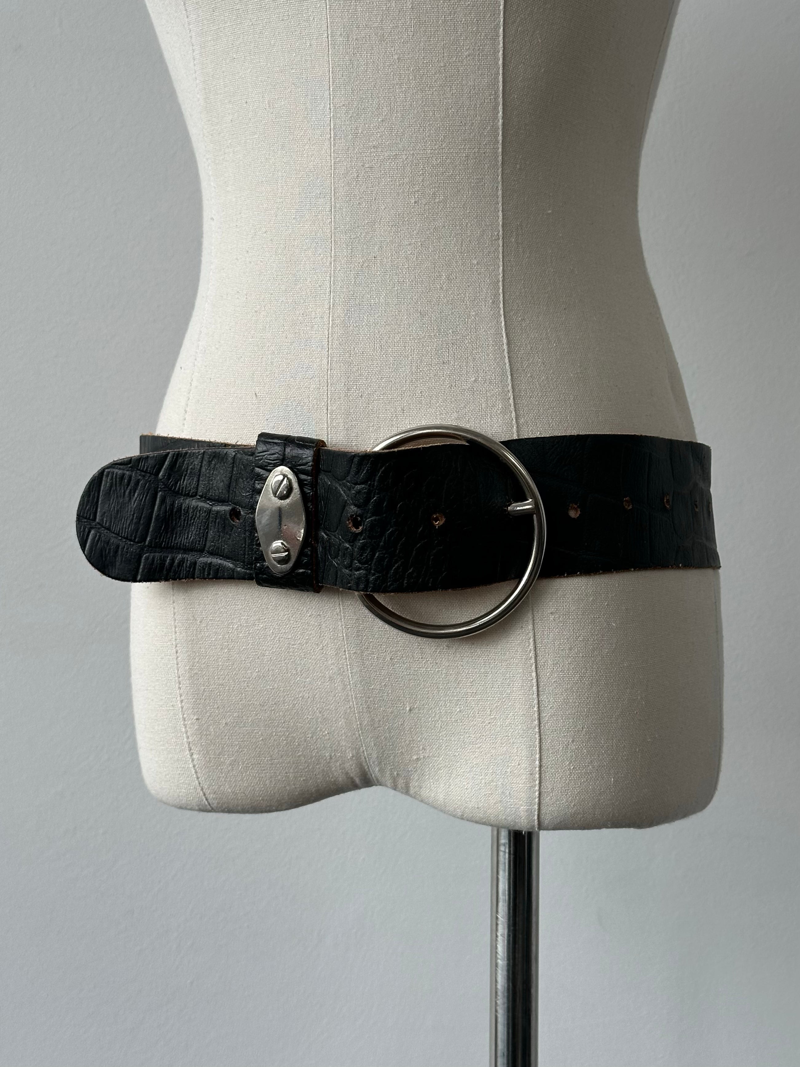 Vintage 1990s Circular Leather Chunky Belt - W22-34