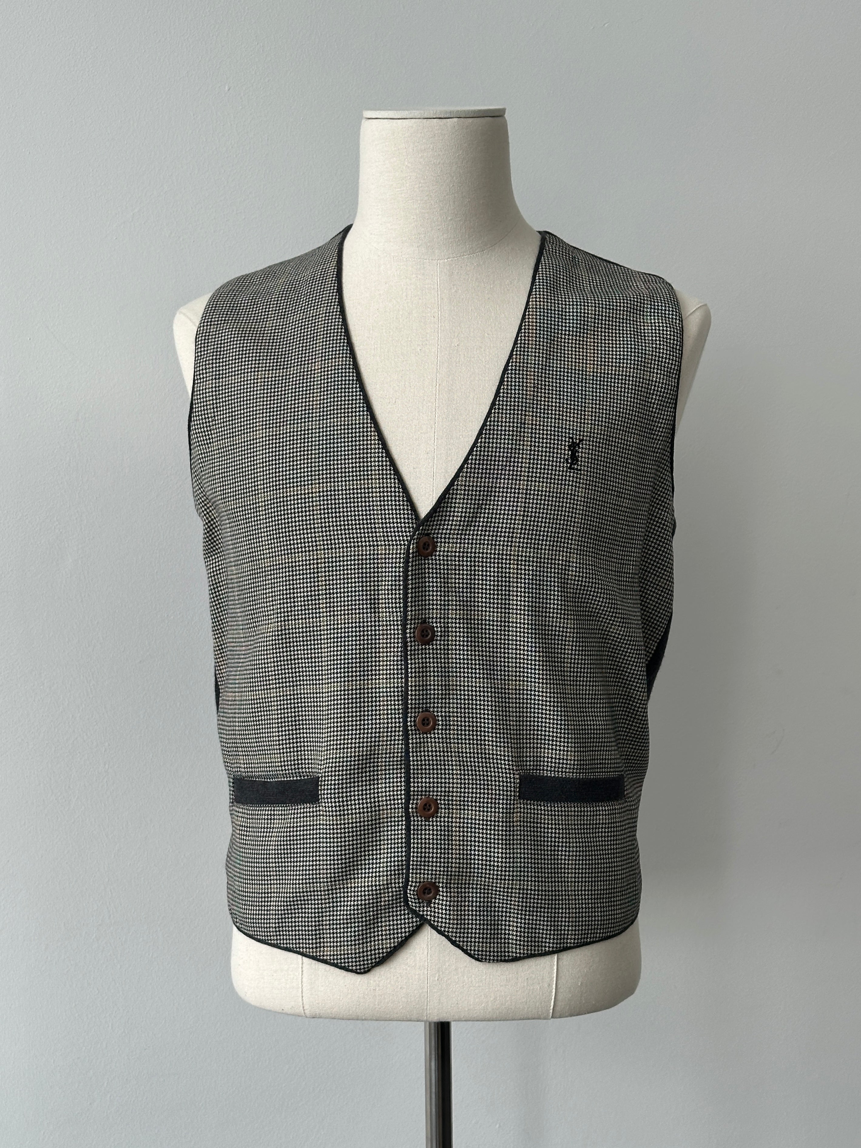 Yves Saint Laurent Pour Homme 1990s Wool Check Waistcoat - S-M
