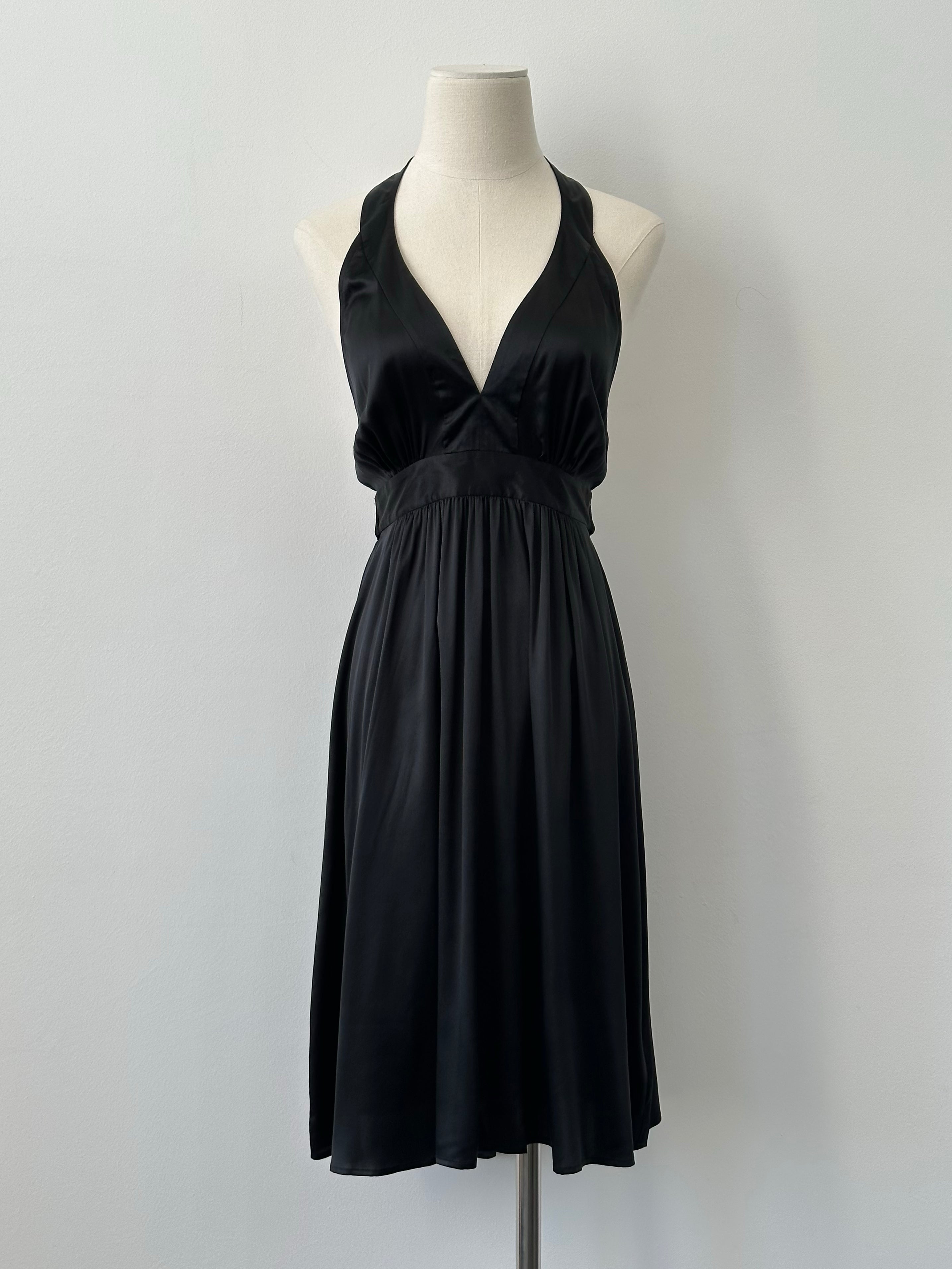 DKNY 2000s Satin Halter Neck Midi Dress - S